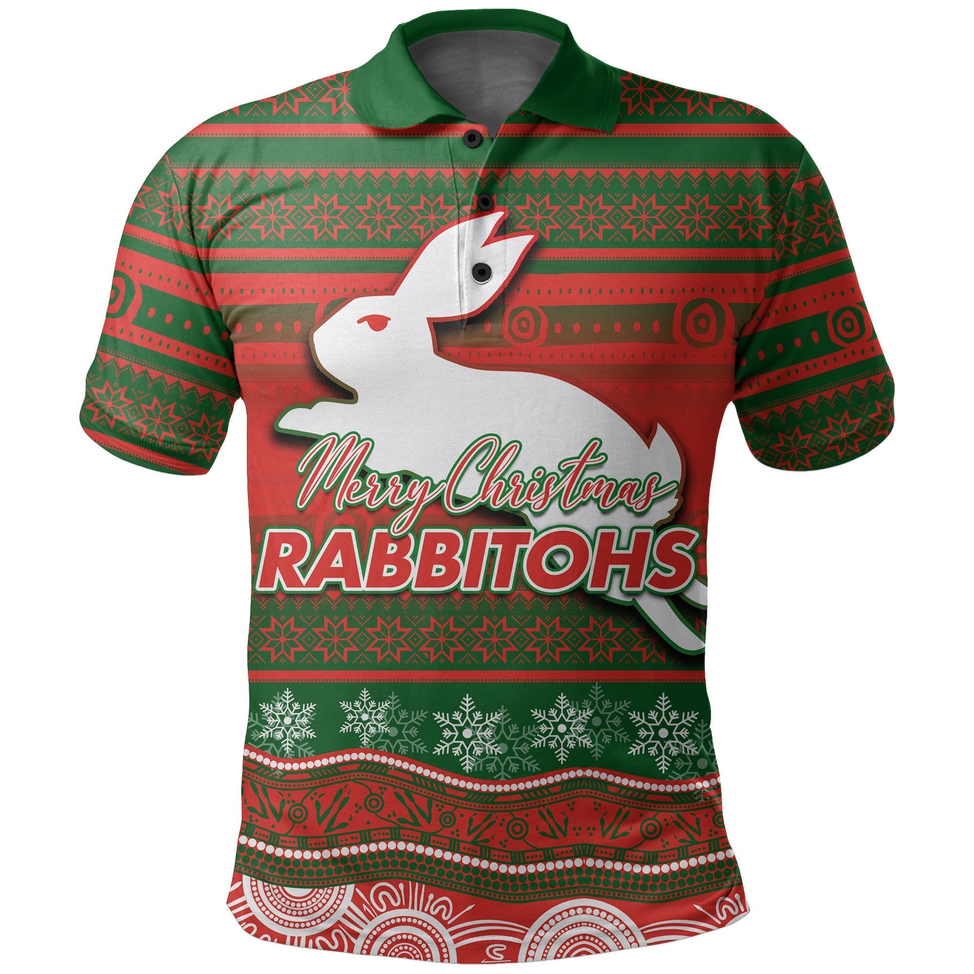 South Sydney Rabbitohs Polo Shirt Christmas Mix Aboriginal No.2 - Vibe Hoodie Shop