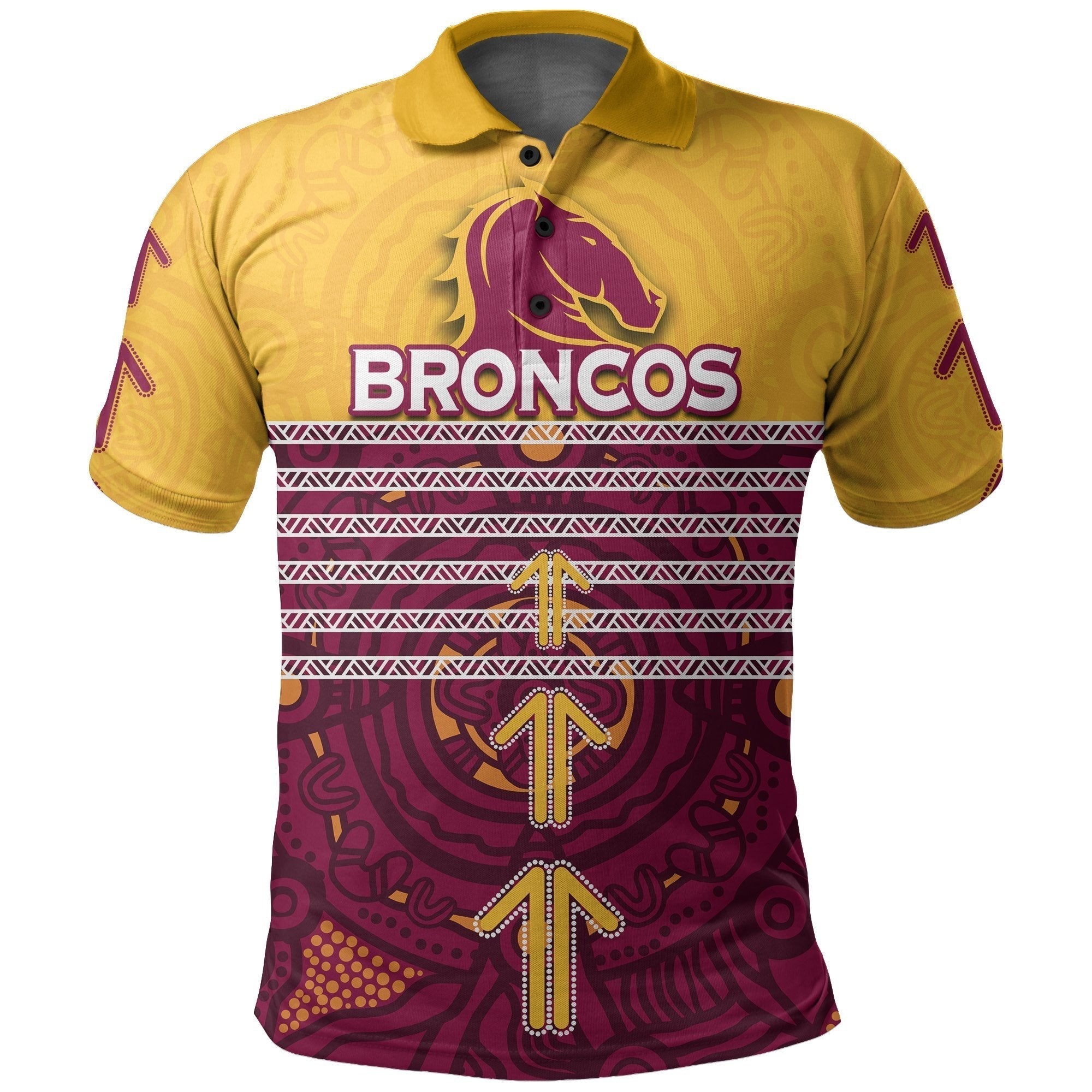 (Custom Personalised) Brisbane Broncos Polo Shirt Aboriginal Special - Vibe Hoodie Shop