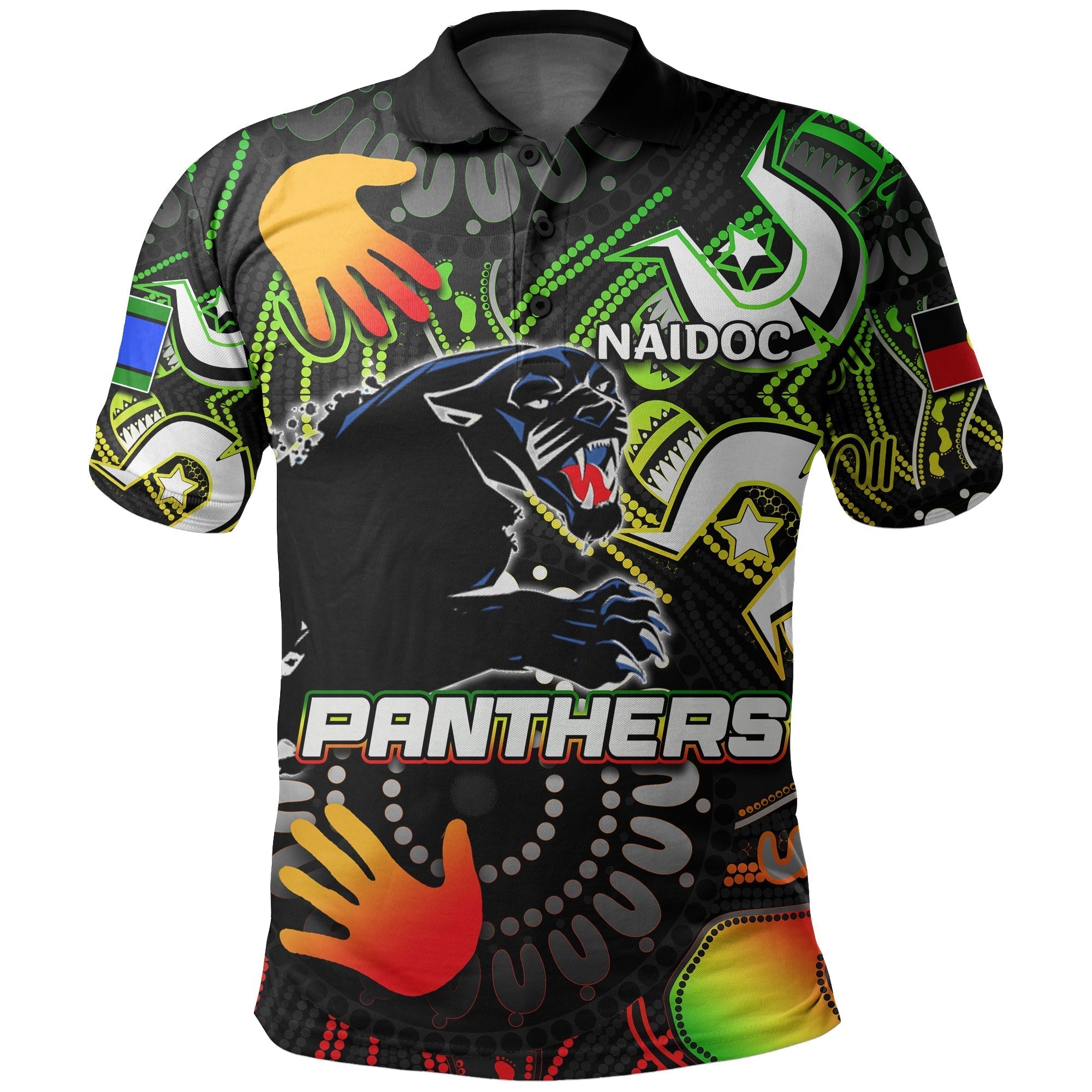 (Custom Personalised) NAIDOC Panthers Polo Shirt NAIDOC Patterns - Vibe Hoodie Shop