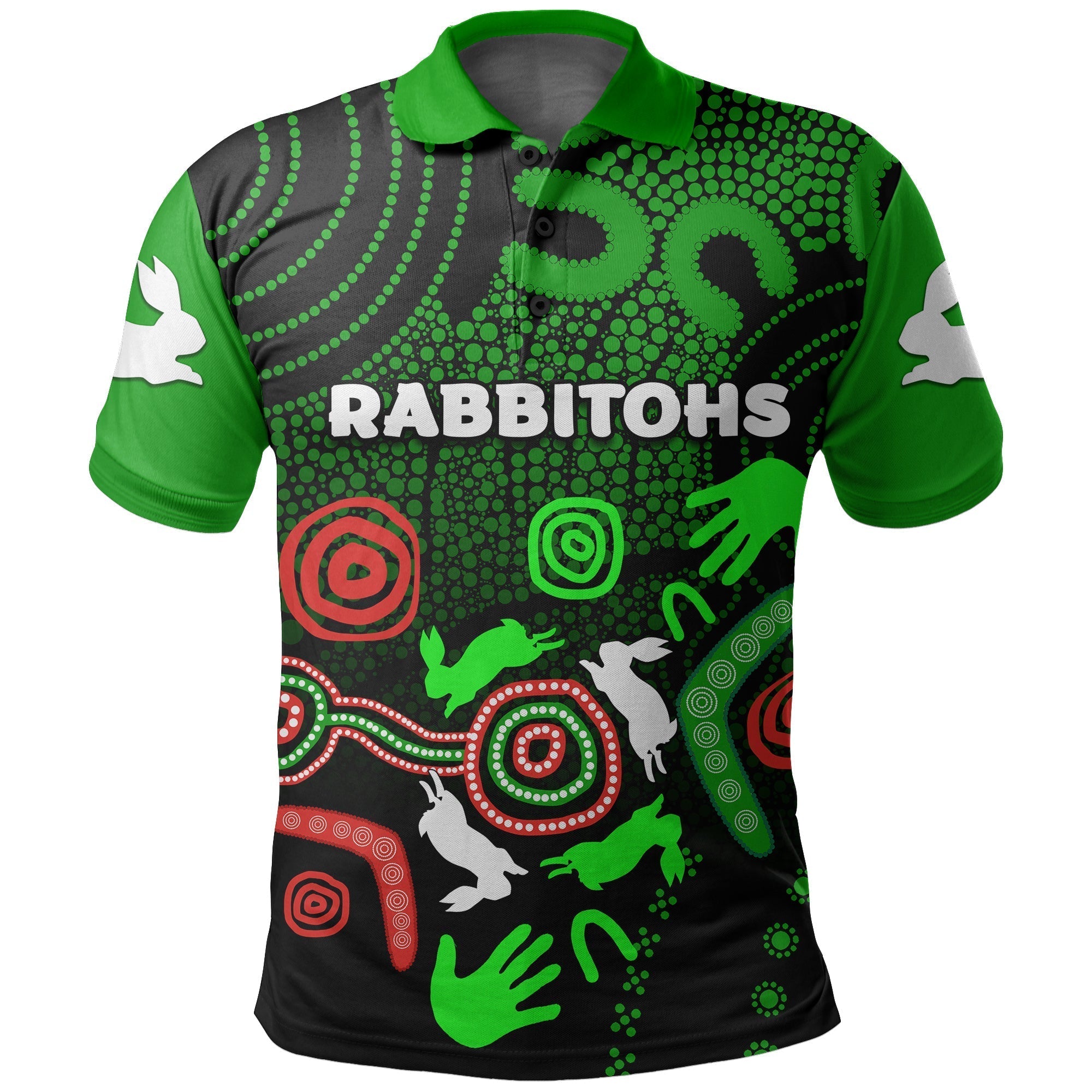 (Custom Personalised) South Sydney Rabbitohs Indigenous Polo Shirt No.2 - Vibe Hoodie Shop
