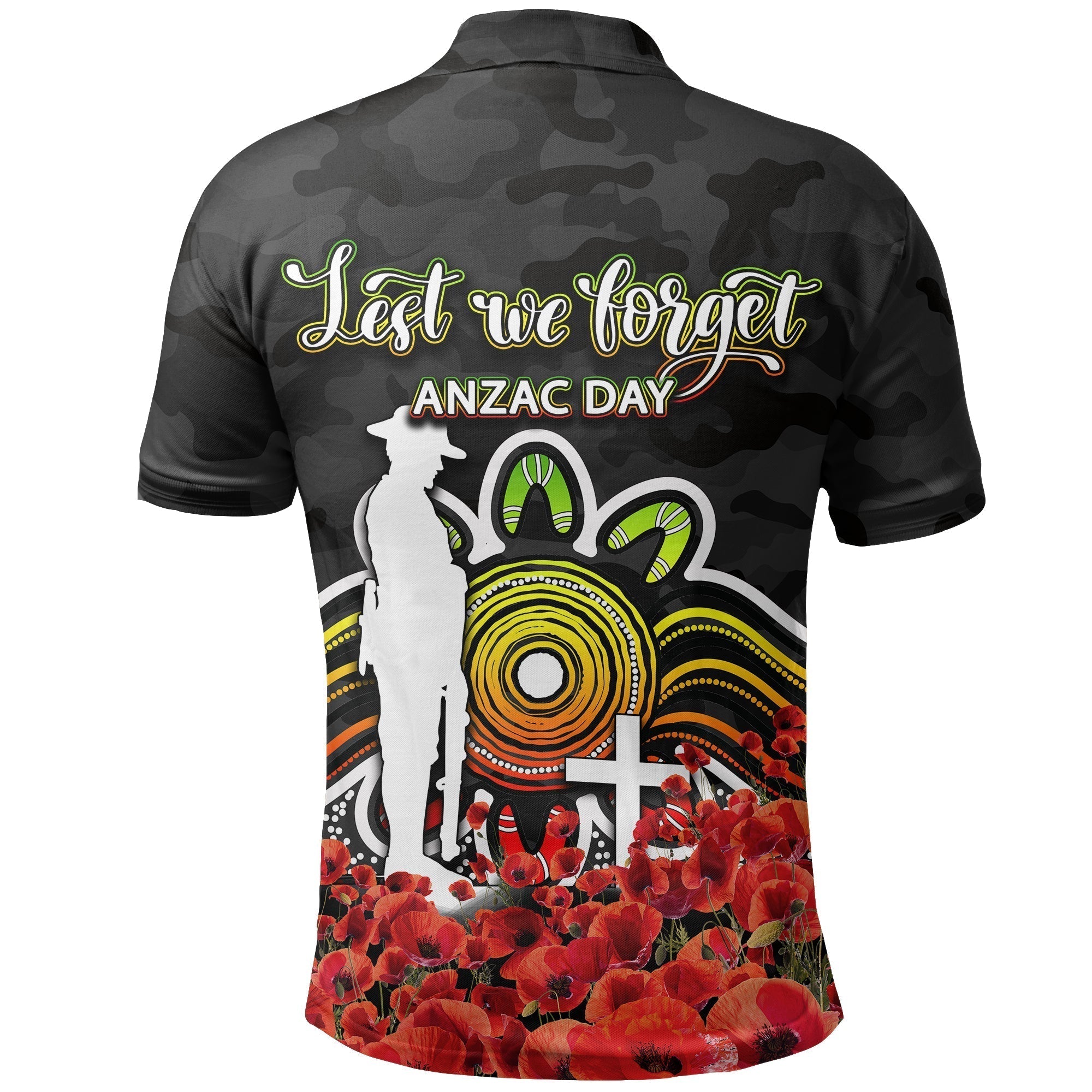 Penrith Panthers Polo Shirt ANZAC Day Poppy Flowers With Army Patterns - Vibe Hoodie Shop