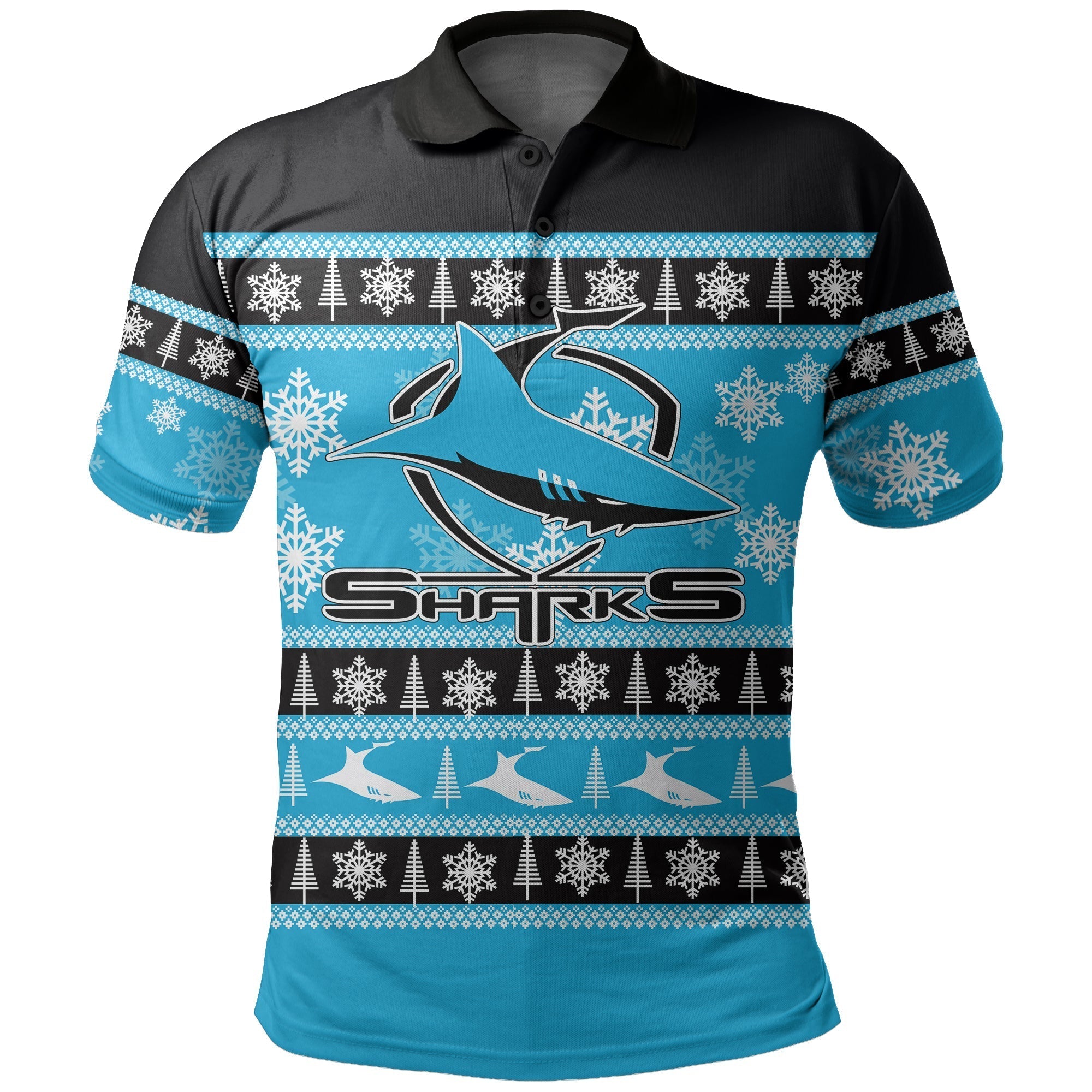 Cronulla - Sutherland Sharks Polo Shirt Christmas 2021 - Vibe Hoodie Shop