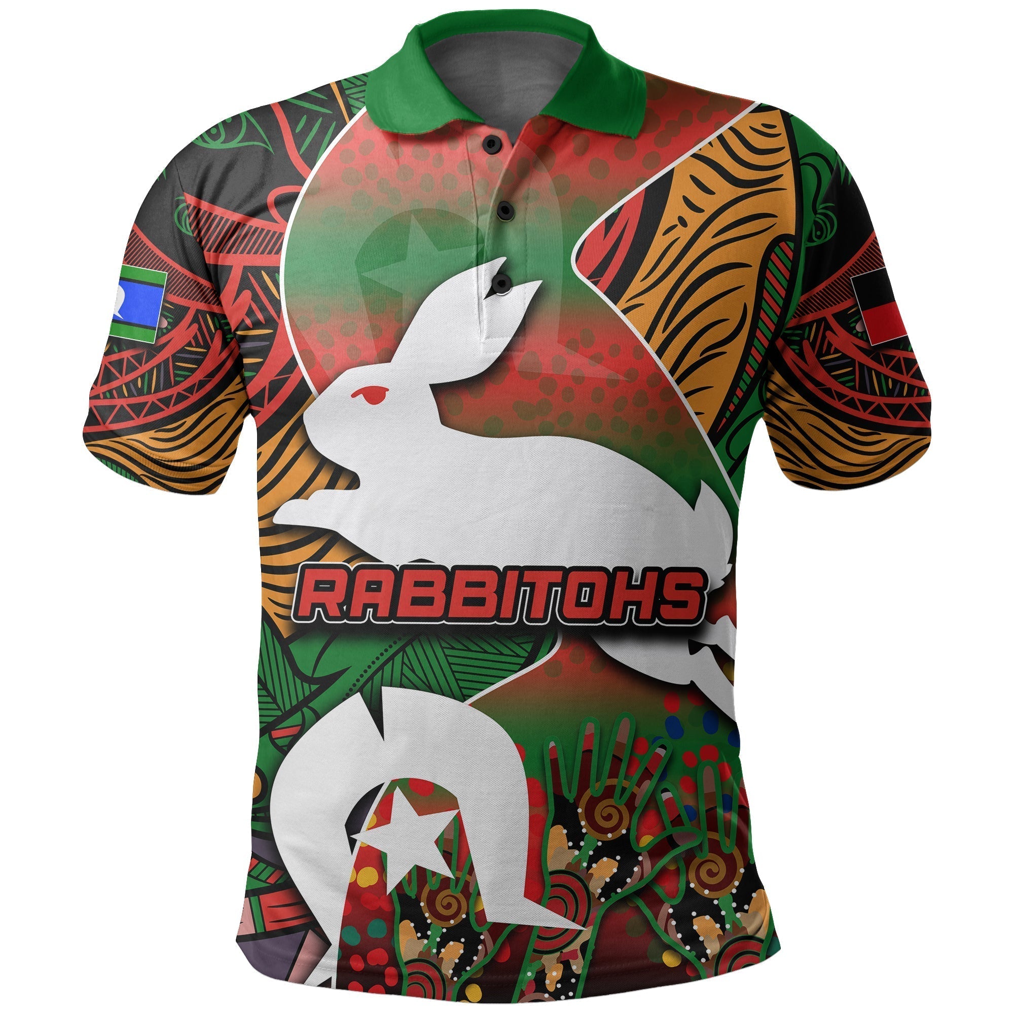 (Custom Personalised) NAIDOC Rabbitohs Polo Shirt Torres Strait Islanders - Vibe Hoodie Shop