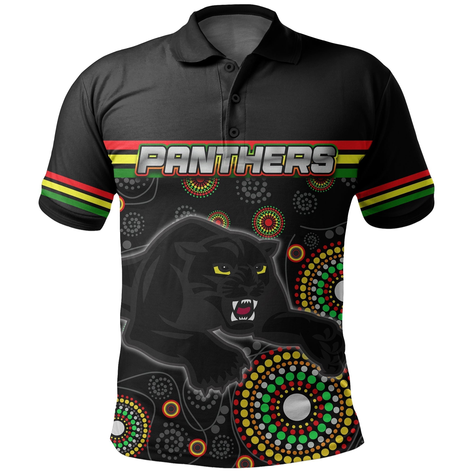 (Custom Personalised) Panthers Polo Shirt Aboriginal Patterns - Vibe Hoodie Shop
