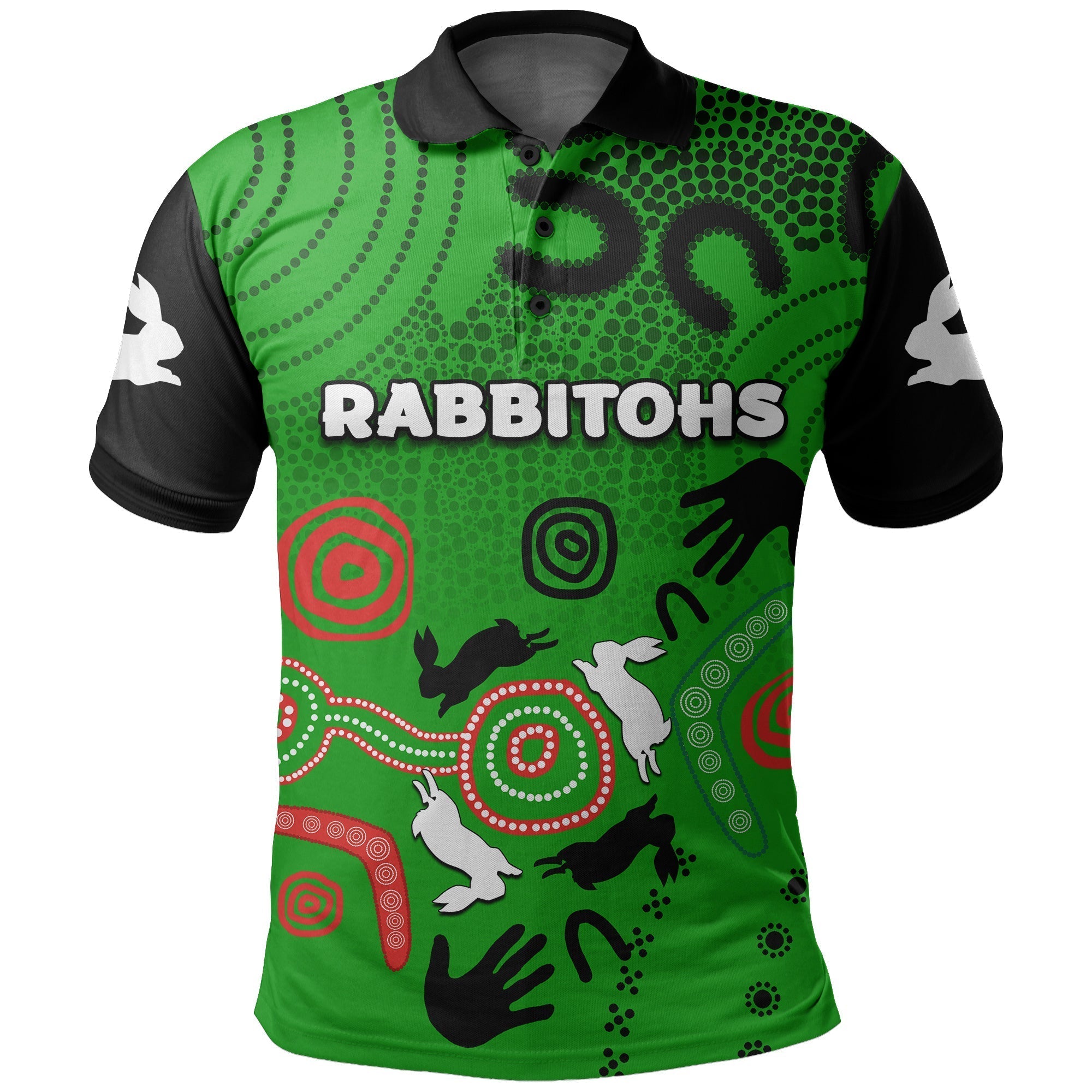 (Custom Personalised) South Sydney Rabbitohs Indigenous Polo Shirt No.3 - Vibe Hoodie Shop