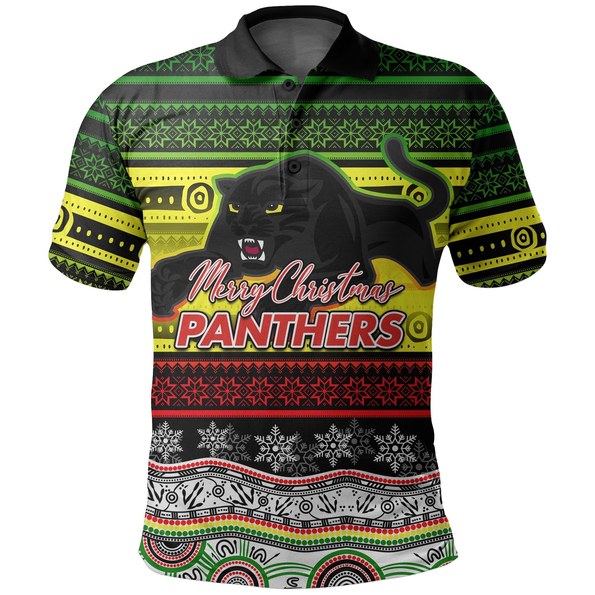 Penrith Panthers Polo Shirt Christmas Mix Aboriginal - Vibe Hoodie Shop