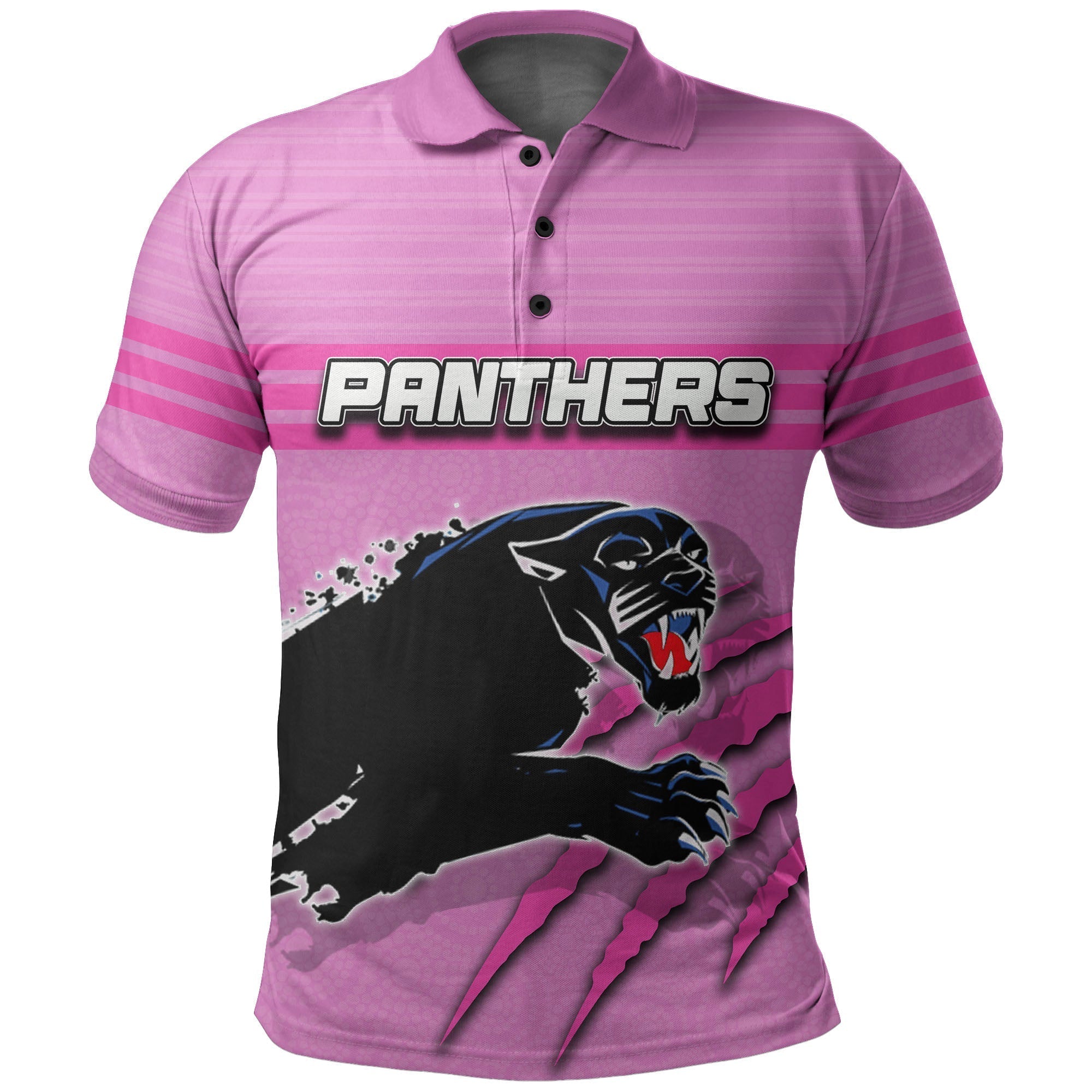 (Custom Personalised) Panthers Polo Shirt Aboriginal Dot Patterns Pink Style - Vibe Hoodie Shop
