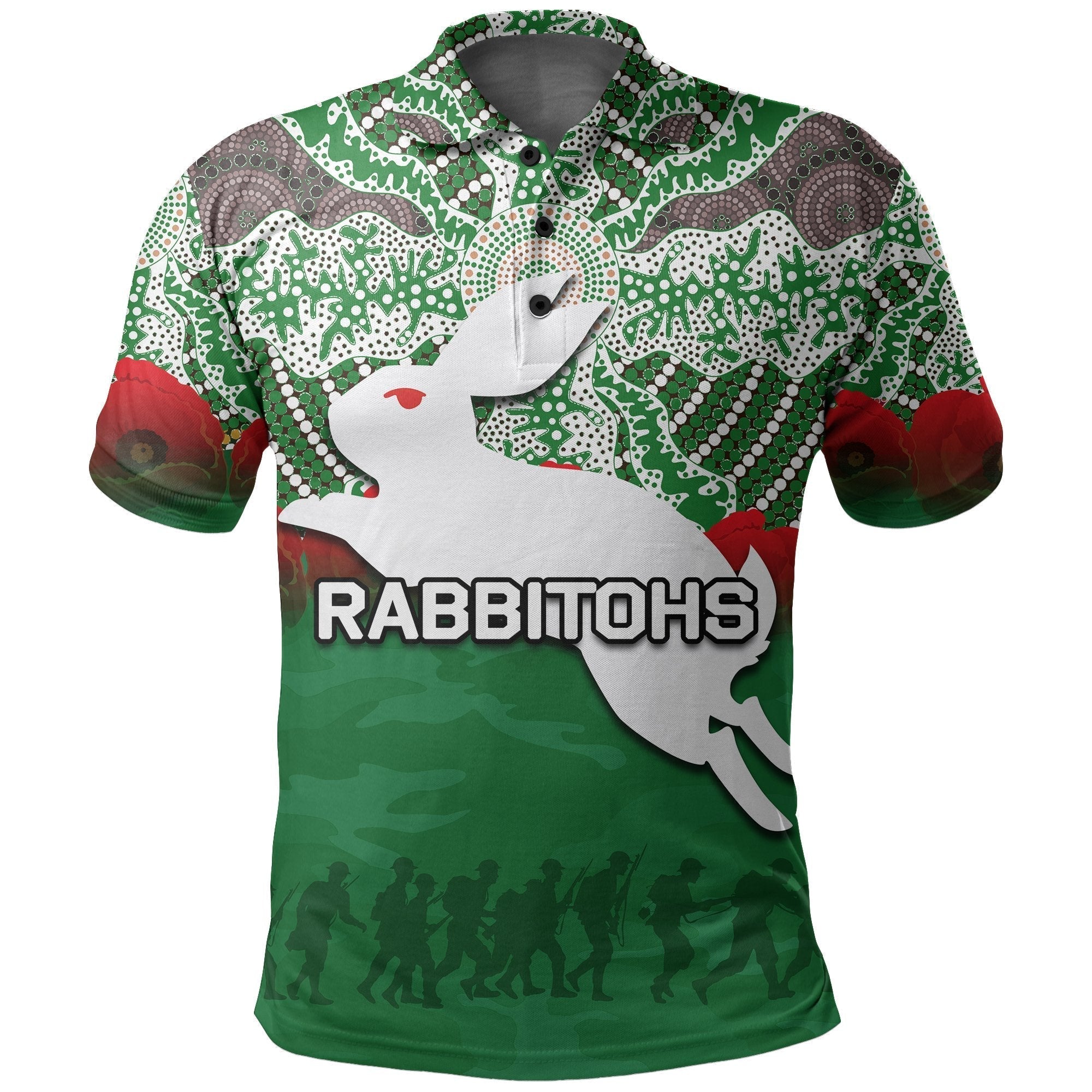 Rabbitohs Polo Shirt Aboriginal ANZAC Day No.2 - Vibe Hoodie Shop