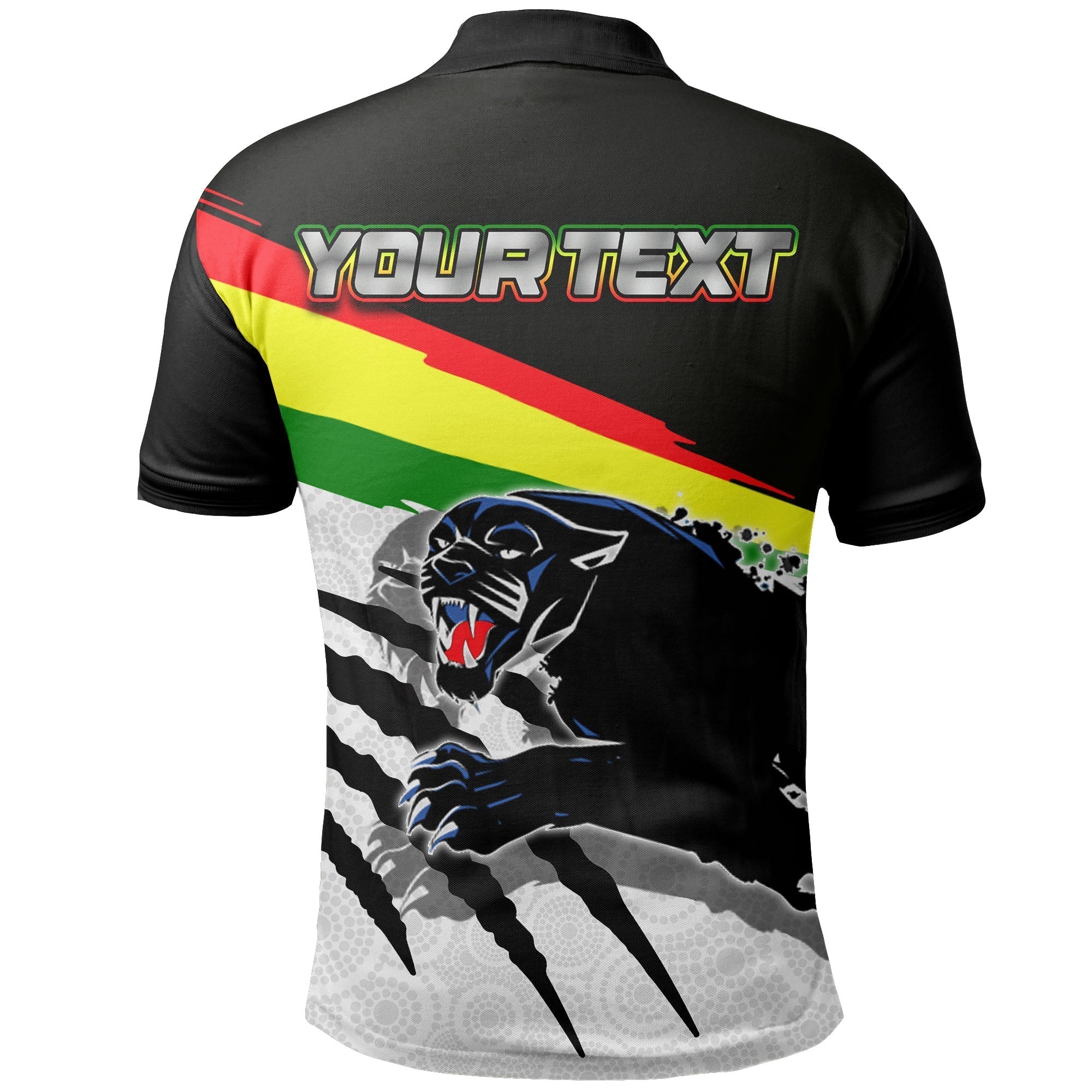 (Custom Personalised) Panthers Polo Shirt Aboriginal Dot Patterns - Vibe Hoodie Shop