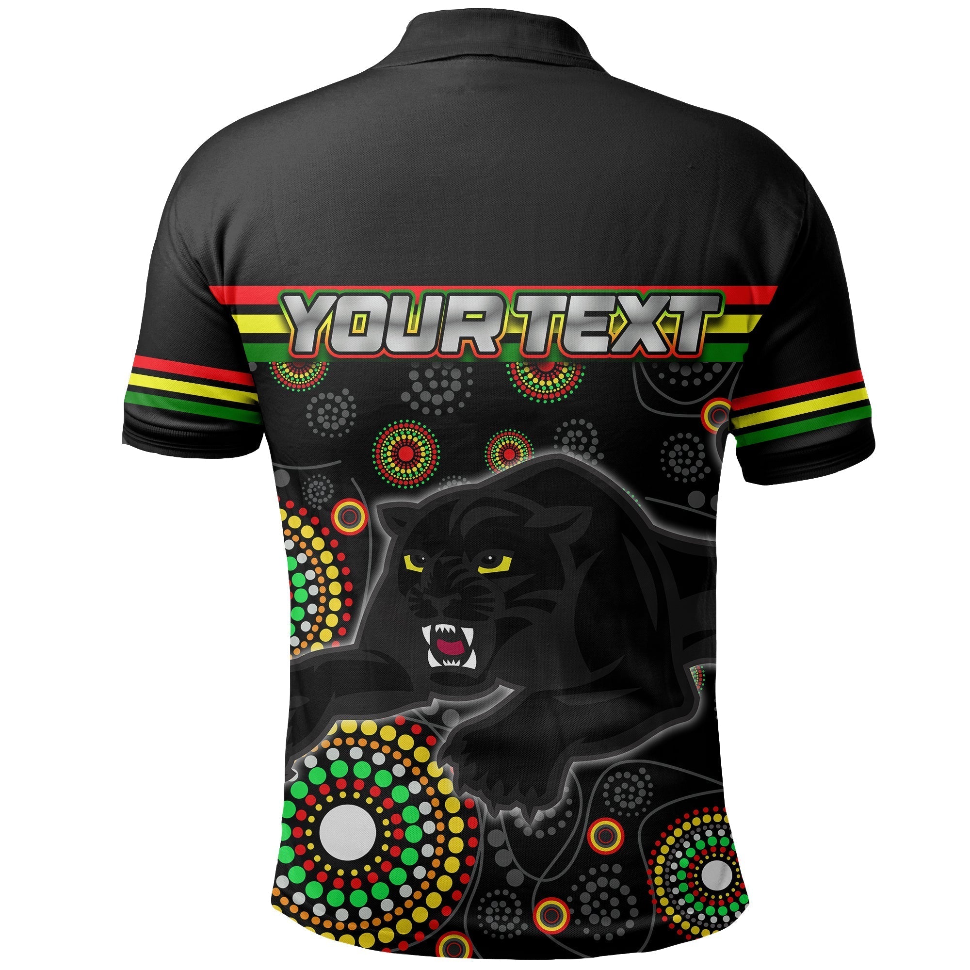 (Custom Personalised) Panthers Polo Shirt Aboriginal Patterns - Vibe Hoodie Shop