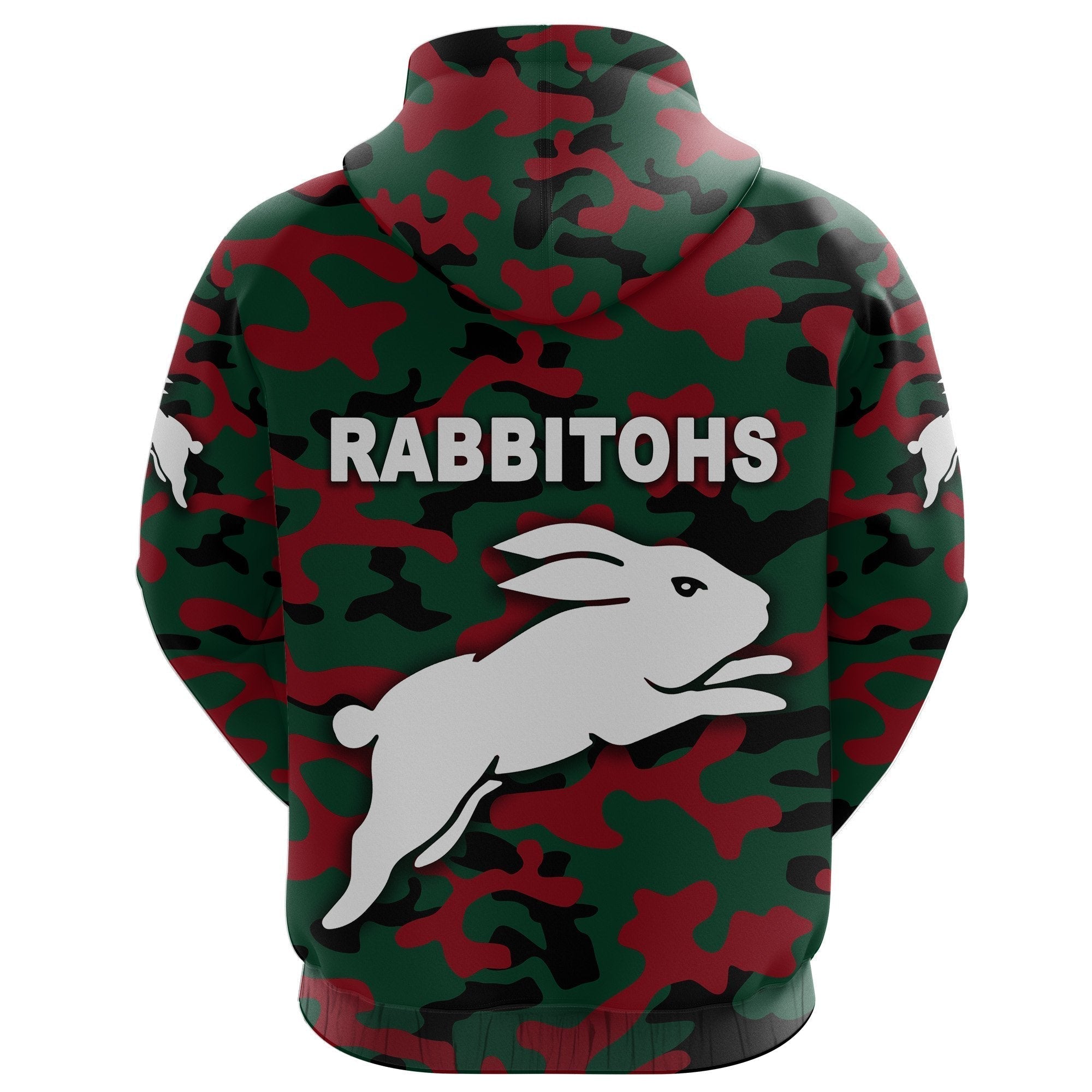 South Sydney Rabbitohs Zip Hoodie ANZAC Day Camouflage Vibes NO.1 - Vibe Hoodie Shop