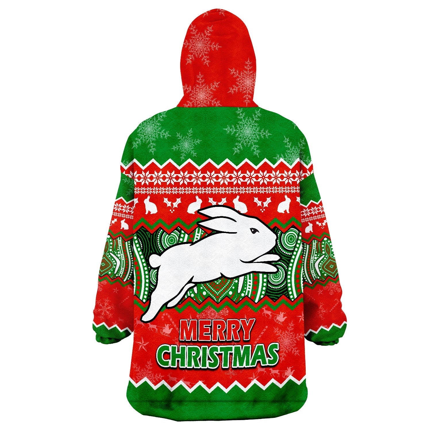 South Sydney Rabbitohs Aboriginal Christmas Vibe Wearable Blanket Hoodie - Vibe Hoodie Shop