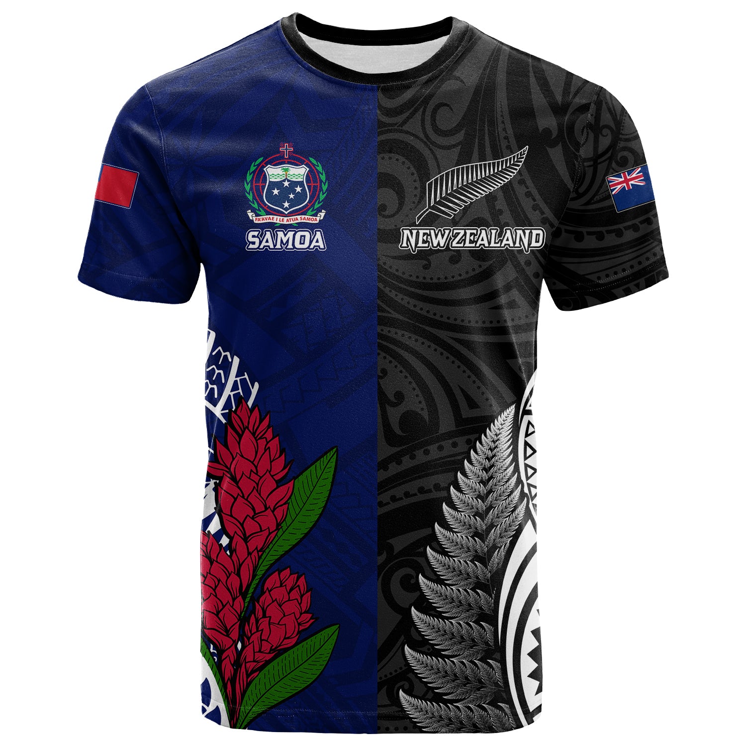 Personalised New Zealand Vs Samoa Rugby T Shirt Go Champions - Vibe Hoodie Shop