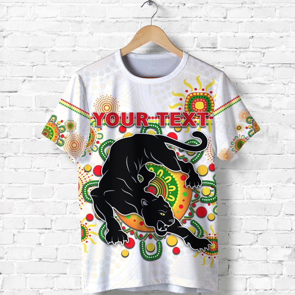 (Custom Personalised) Penrith T shirt Indigenous Panthers - White - Vibe Hoodie Shop