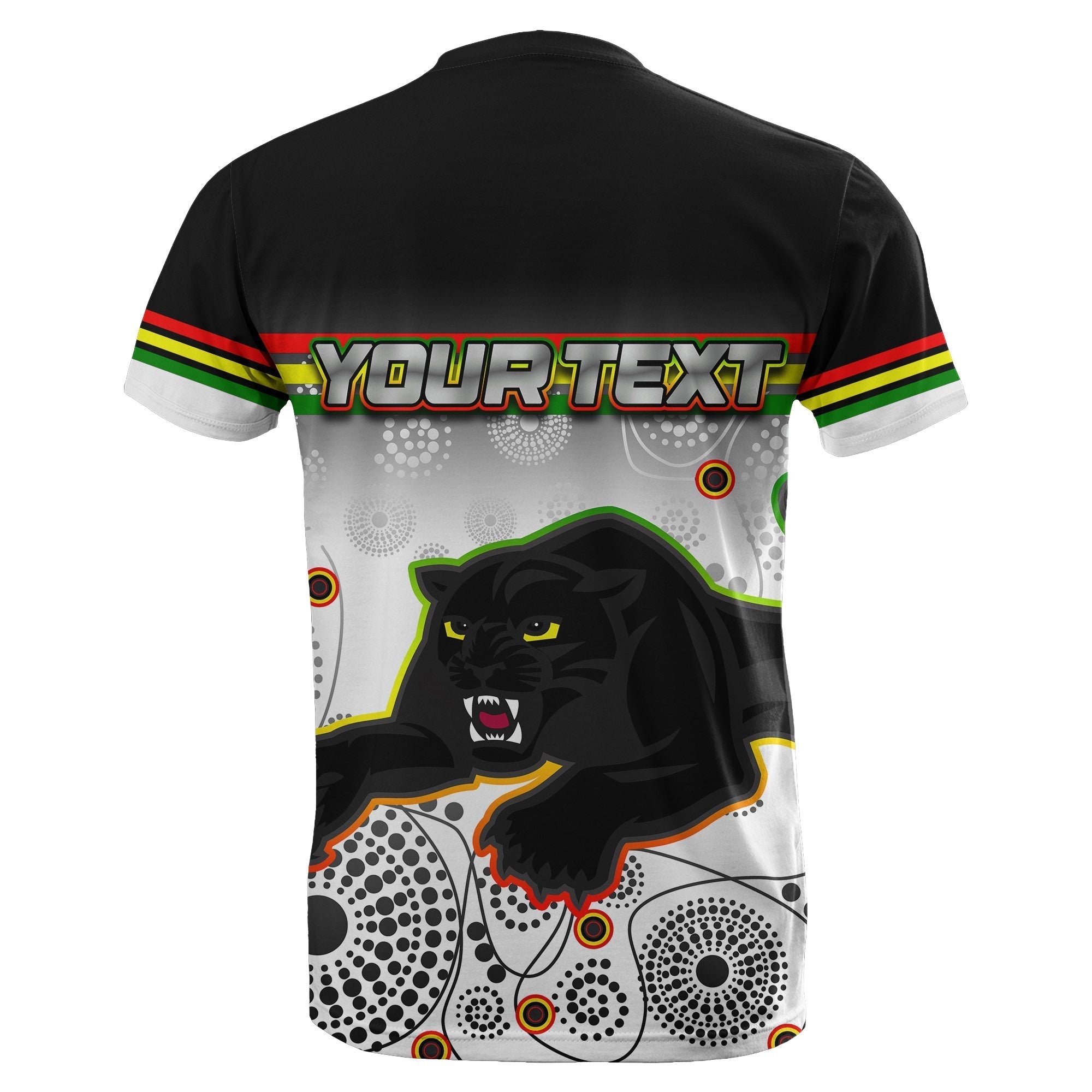 (Custom Personalised) Panthers T shirt Aboriginal Patterns White - Vibe Hoodie Shop