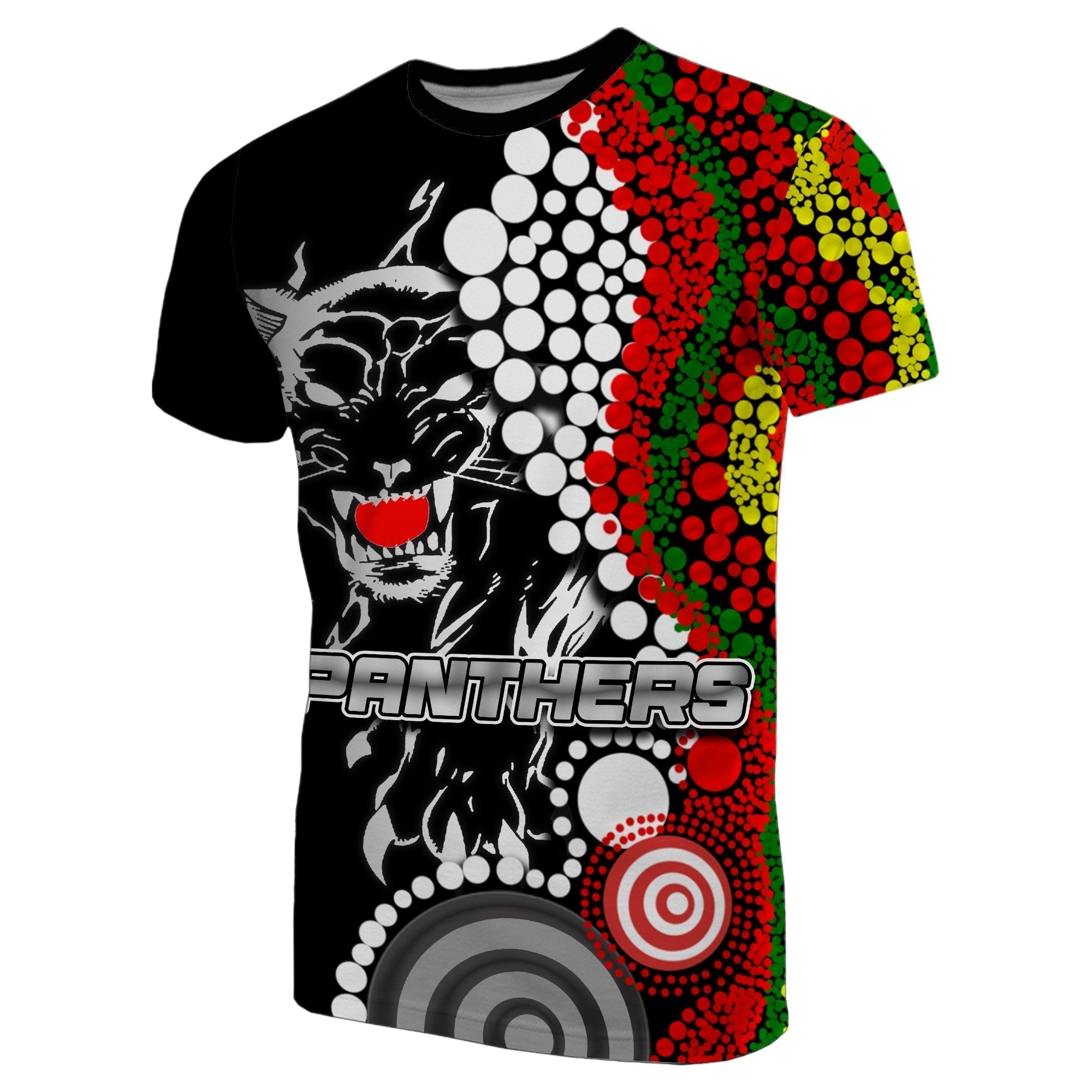 Panthers T shirt Aboriginal Dots - Vibe Hoodie Shop