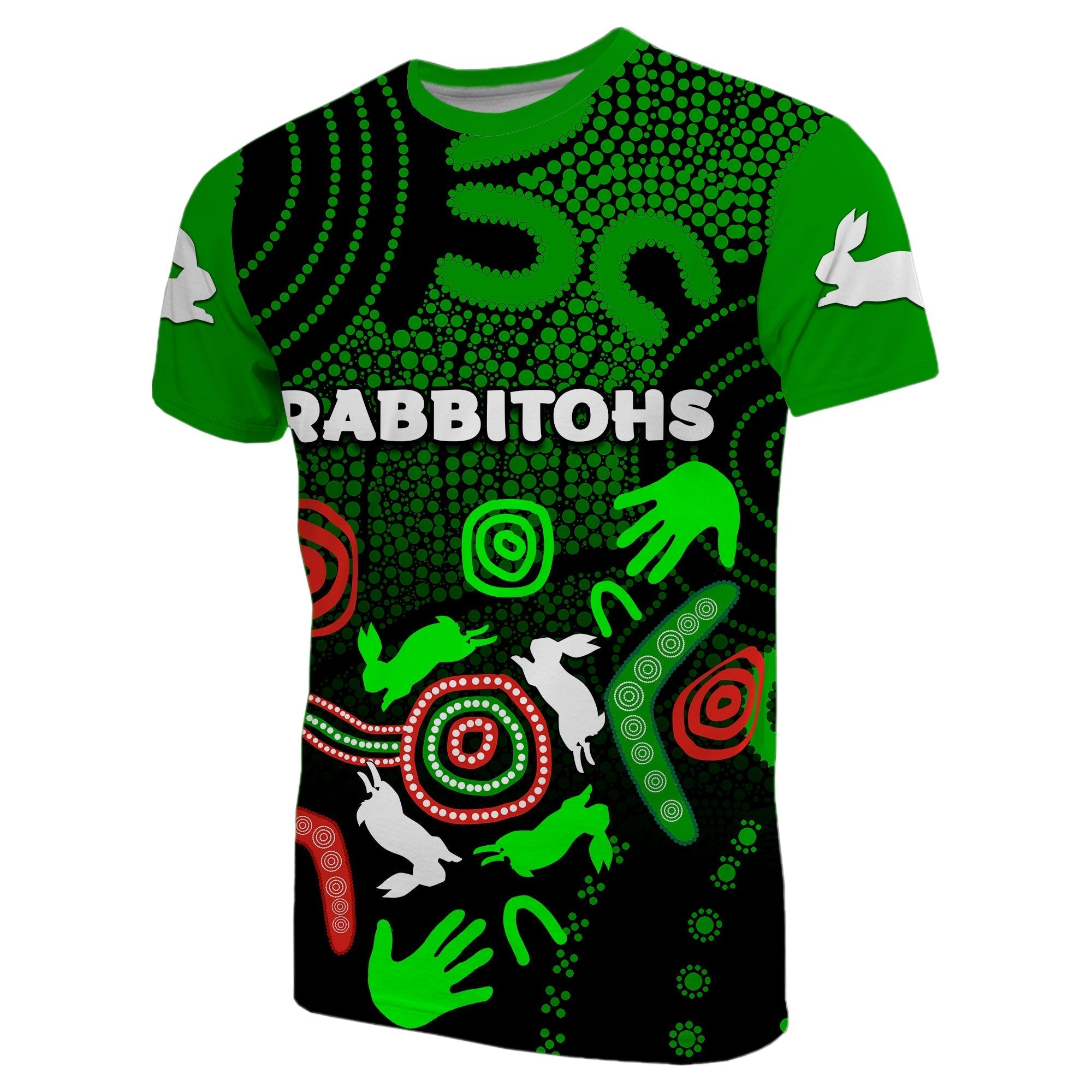 (Custom Personalised) South Sydney Rabbitohs Indigenous T shirt No.2 - Vibe Hoodie Shop