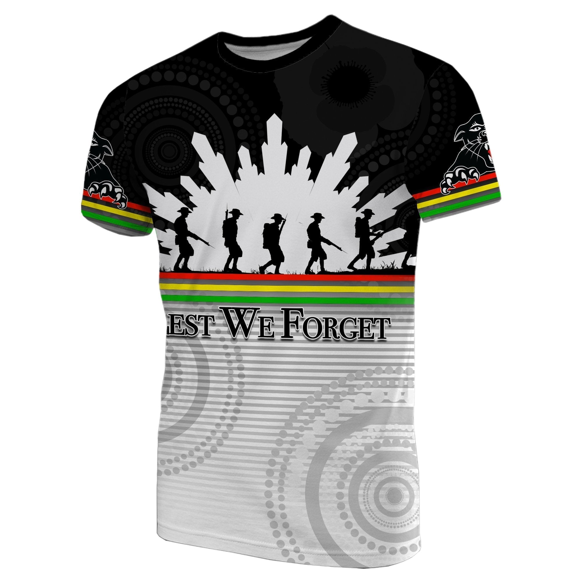 Panthers ANZAC Day T shirt Lest We Forget - Vibe Hoodie Shop