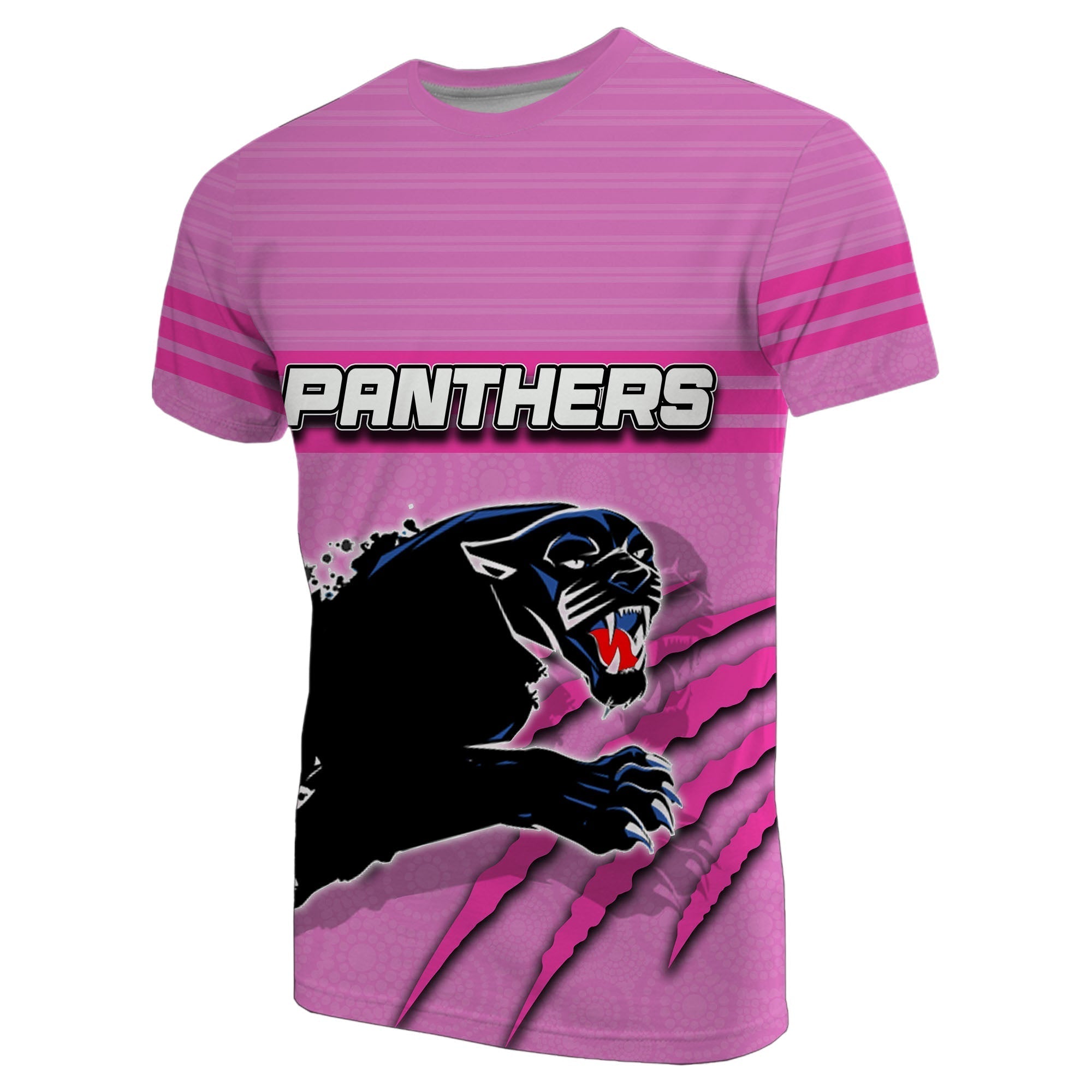 (Custom Personalised) Panthers T shirt Aboriginal Dot Patterns Pink Style - Vibe Hoodie Shop