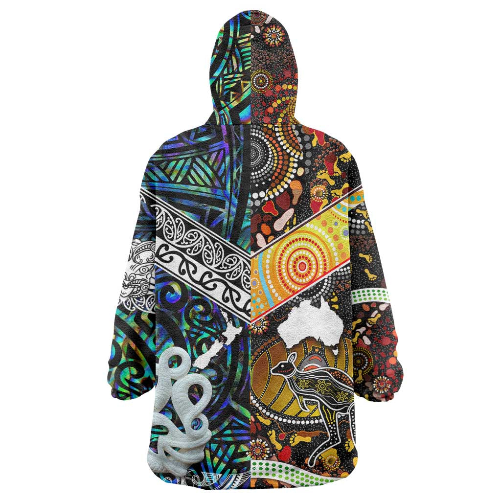 Australia Aboriginal Inspired Wearable Blanket Hoodie - Aotearoa and Australia Indigenous Culture Wearable Blanket Hoodie