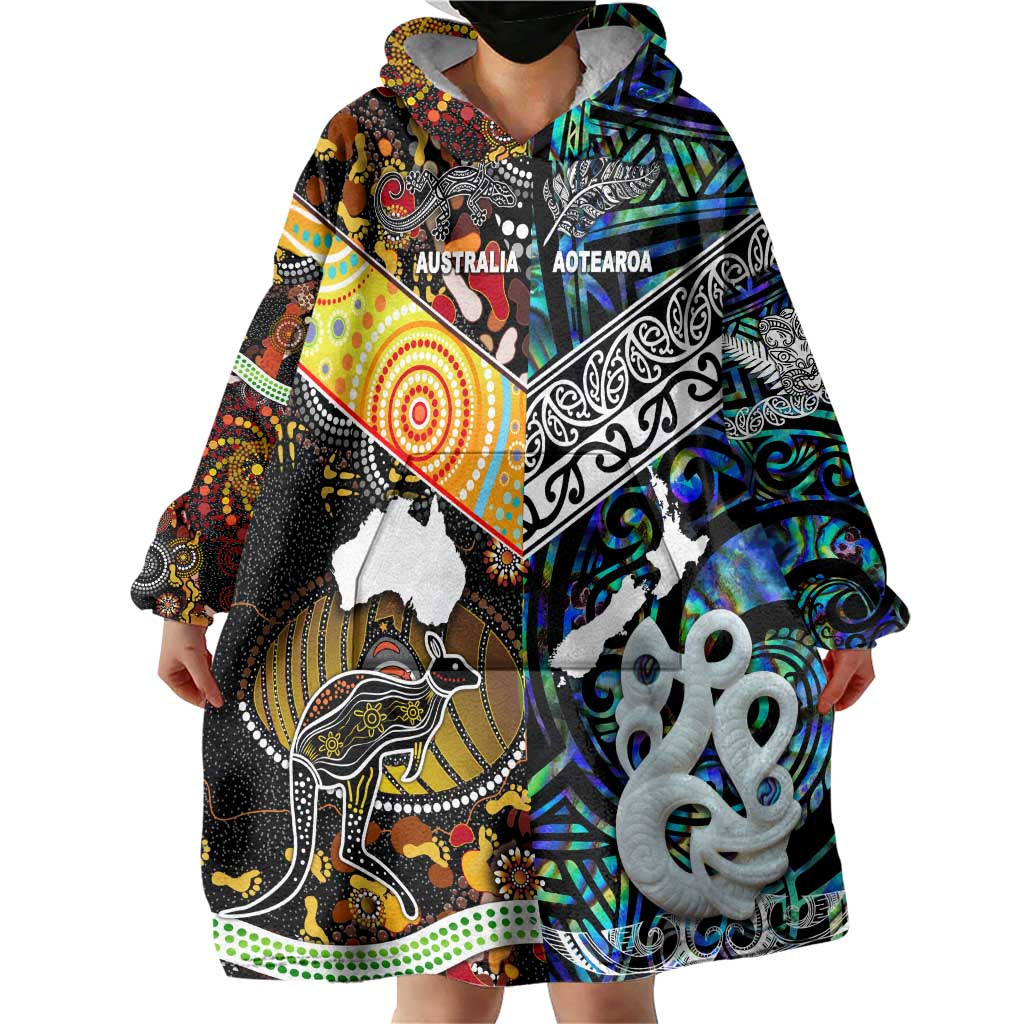 Australia Aboriginal Inspired Wearable Blanket Hoodie - Aotearoa and Australia Indigenous Culture Wearable Blanket Hoodie
