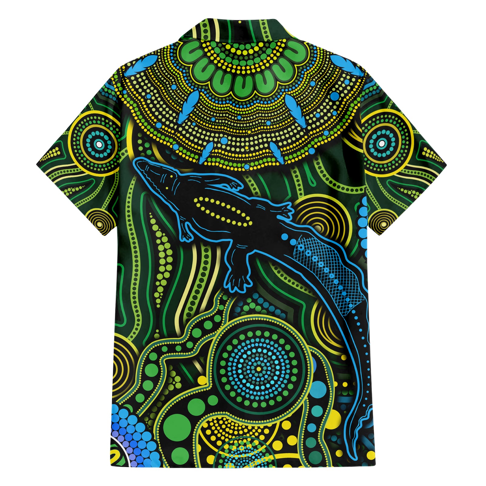 Aboriginal Green - Crocodine Abstract Art Pattern Hawaiian Shirt - Vibe Hoodie Shop