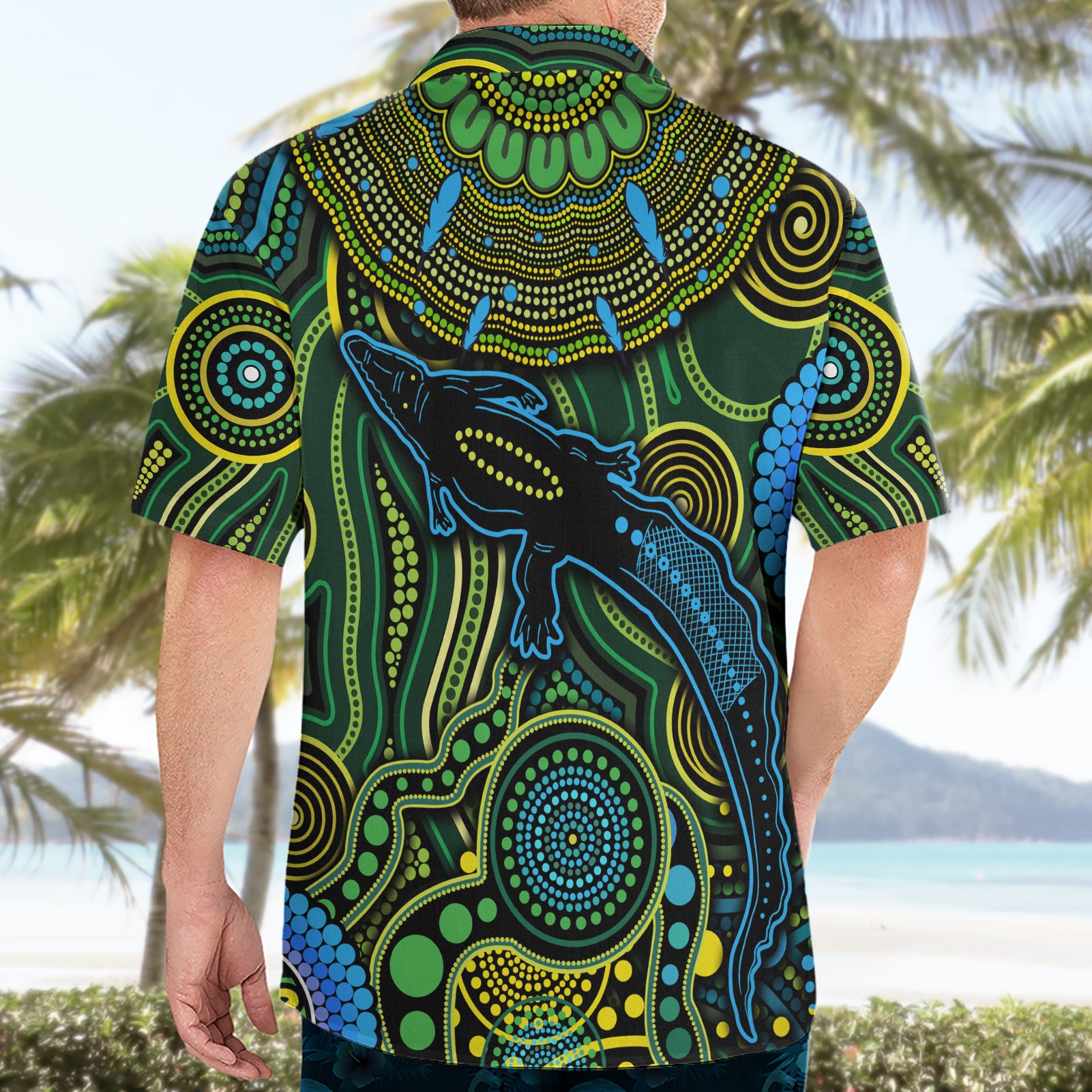 Aboriginal Green - Crocodine Abstract Art Pattern Hawaiian Shirt - Vibe Hoodie Shop