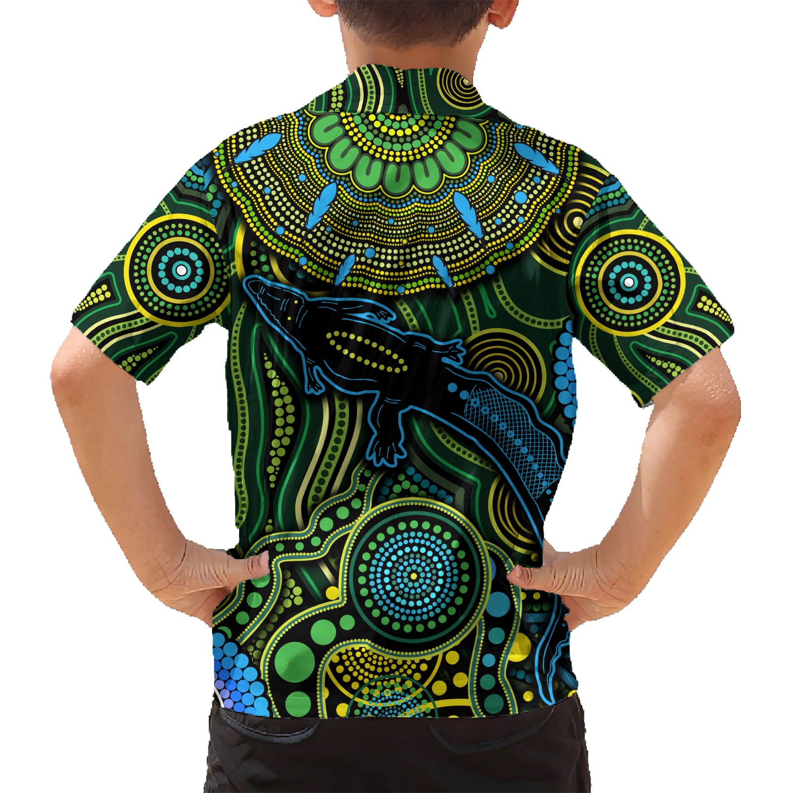 Aboriginal Green - Crocodine Abstract Art Pattern Hawaiian Shirt - Vibe Hoodie Shop