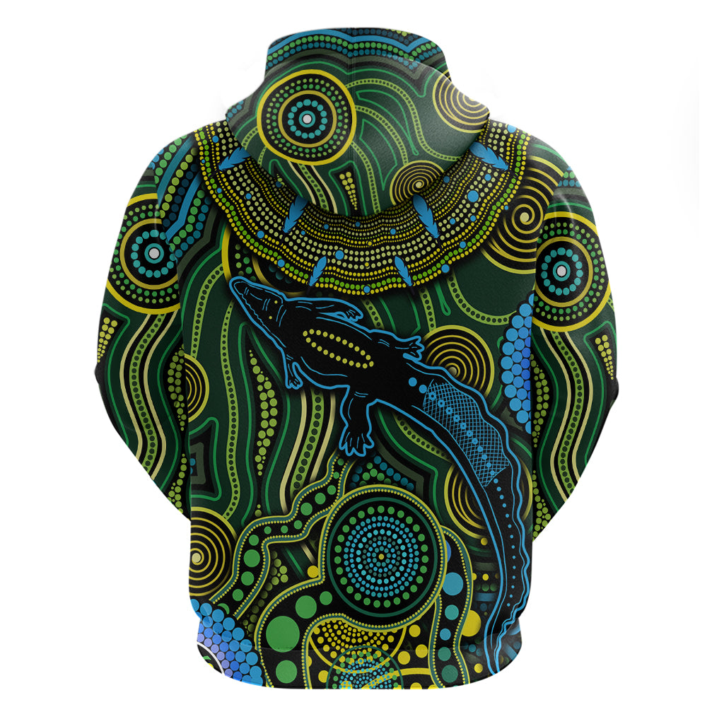 Aboriginal Green - Crocodine Abstract Art Pattern Hoodie - Vibe Hoodie Shop
