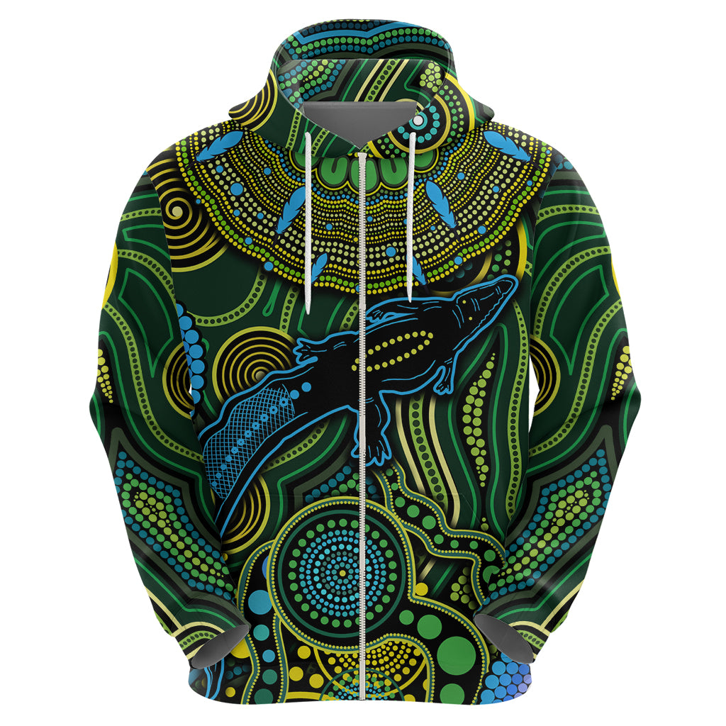 Aboriginal Green - Crocodine Abstract Art Pattern Hoodie - Vibe Hoodie Shop