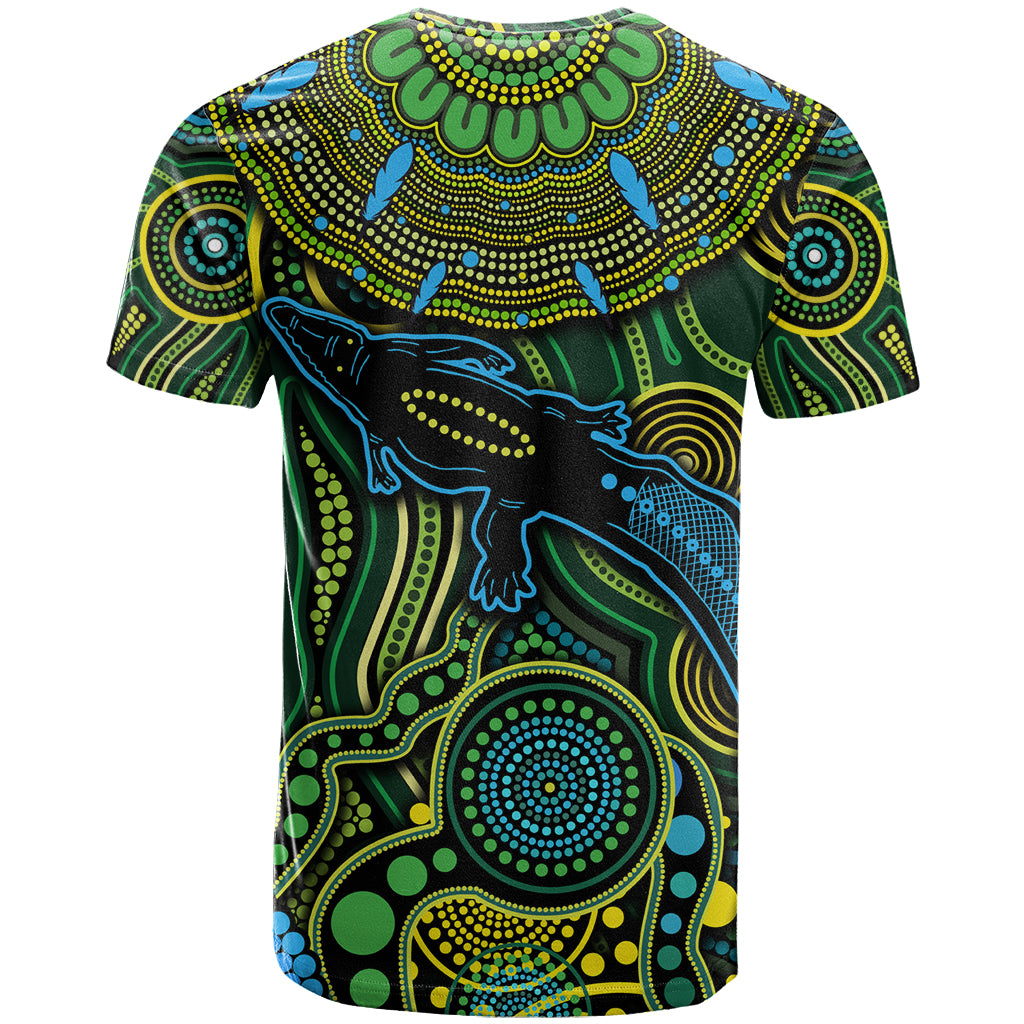 Aboriginal Green - Crocodine Abstract Art Pattern T Shirt - Vibe Hoodie Shop