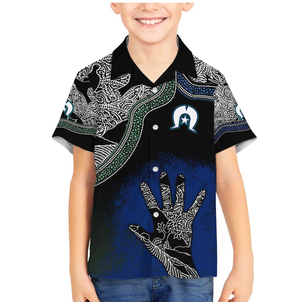 Black And White Aboriginal - Torres Strait Islanders Flag Family Matching Mermaid Dress and Hawaiian Shirt TS04