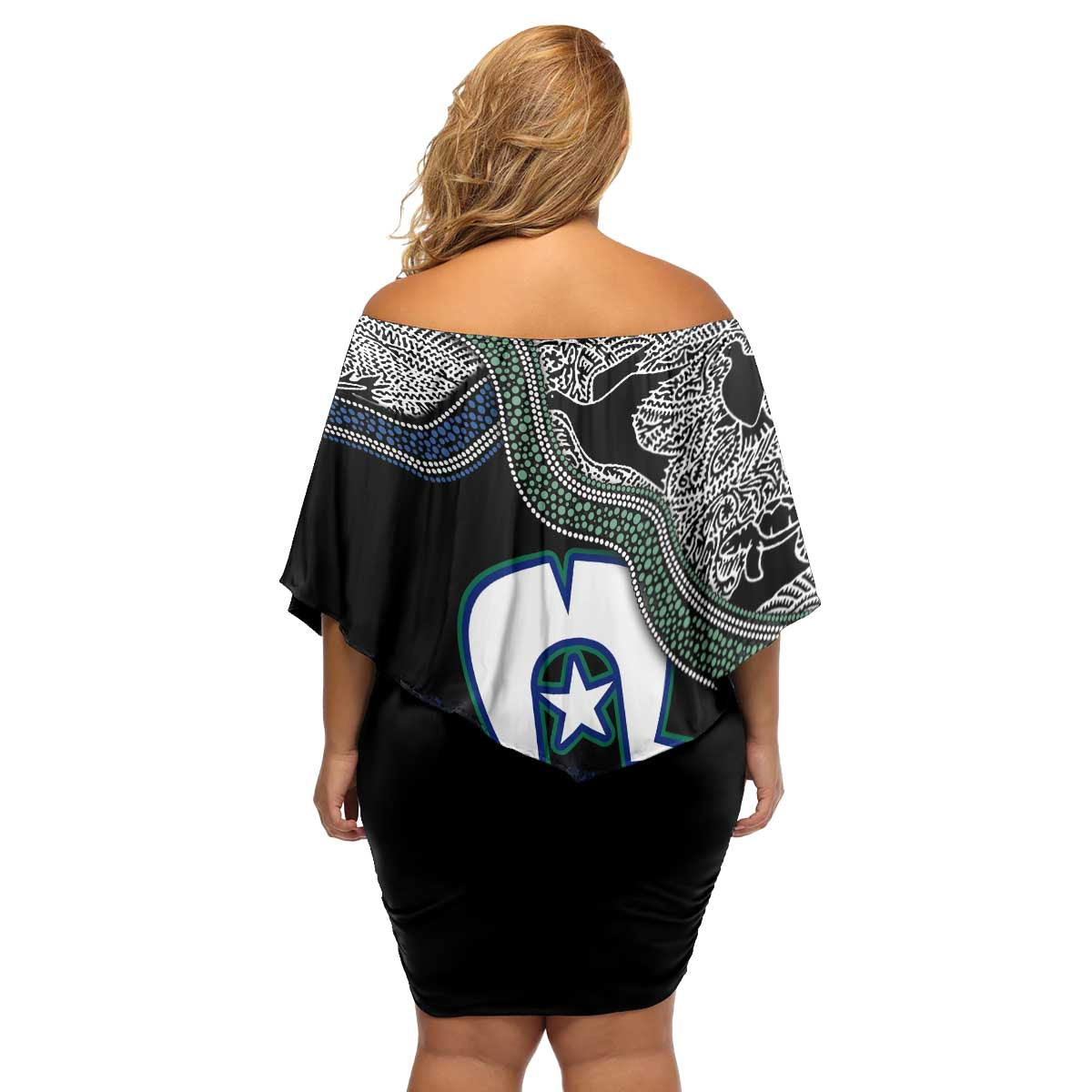 Black And White Aboriginal - Torres Strait Islanders Flag Family Matching Off Shoulder Short Dress and Hawaiian Shirt TS04