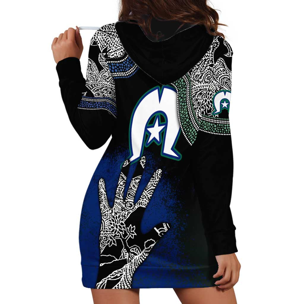 Black And White Aboriginal - Torres Strait Islanders Flag Hoodie Dress - Vibe Hoodie Shop