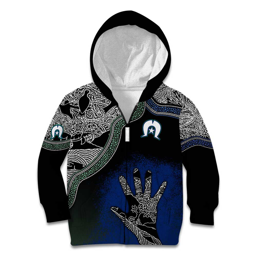 Black And White Aboriginal - Torres Strait Islanders Flag Kid Hoodie - Vibe Hoodie Shop