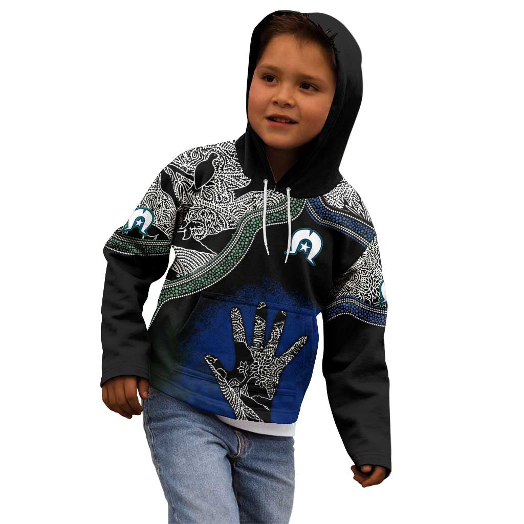 Black And White Aboriginal - Torres Strait Islanders Flag Kid Hoodie - Vibe Hoodie Shop