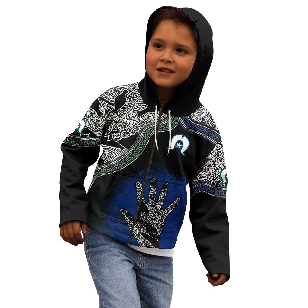 Black And White Aboriginal - Torres Strait Islanders Flag Kid Hoodie - Vibe Hoodie Shop