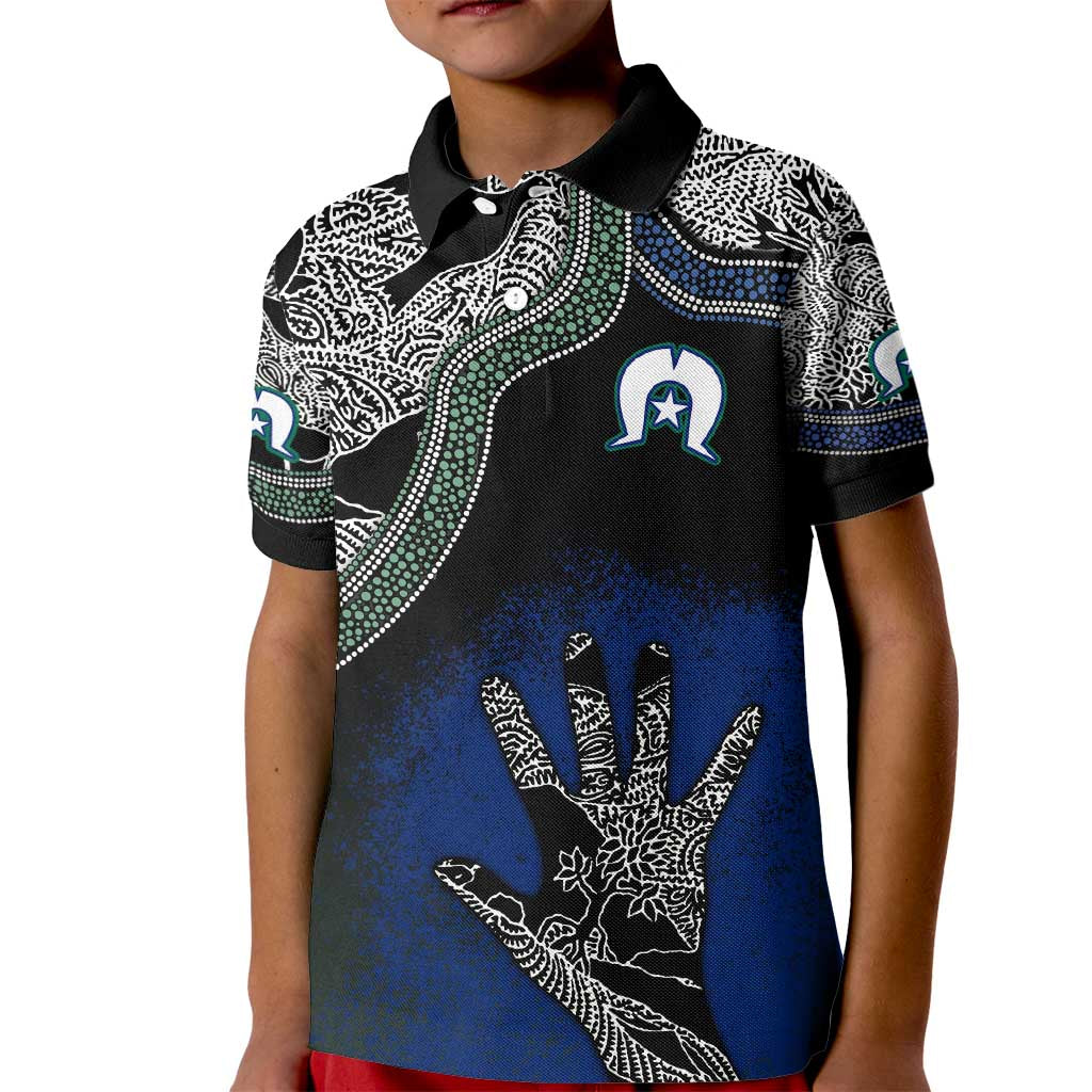 Black And White Aboriginal - Torres Strait Islanders Flag Kid Polo Shirt - Vibe Hoodie Shop