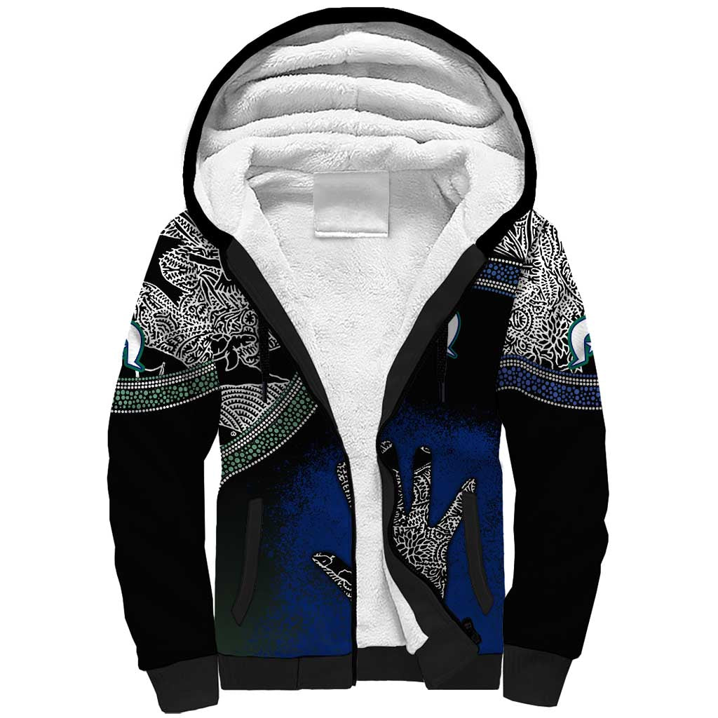 Black And White Aboriginal - Torres Strait Islanders Flag Sherpa Hoodie - Vibe Hoodie Shop