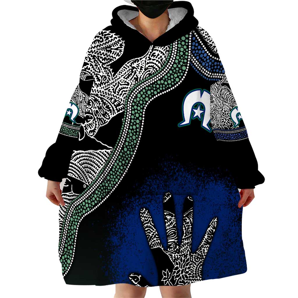 Black And White Aboriginal - Torres Strait Islanders Flag Wearable Blanket Hoodie - Vibe Hoodie Shop