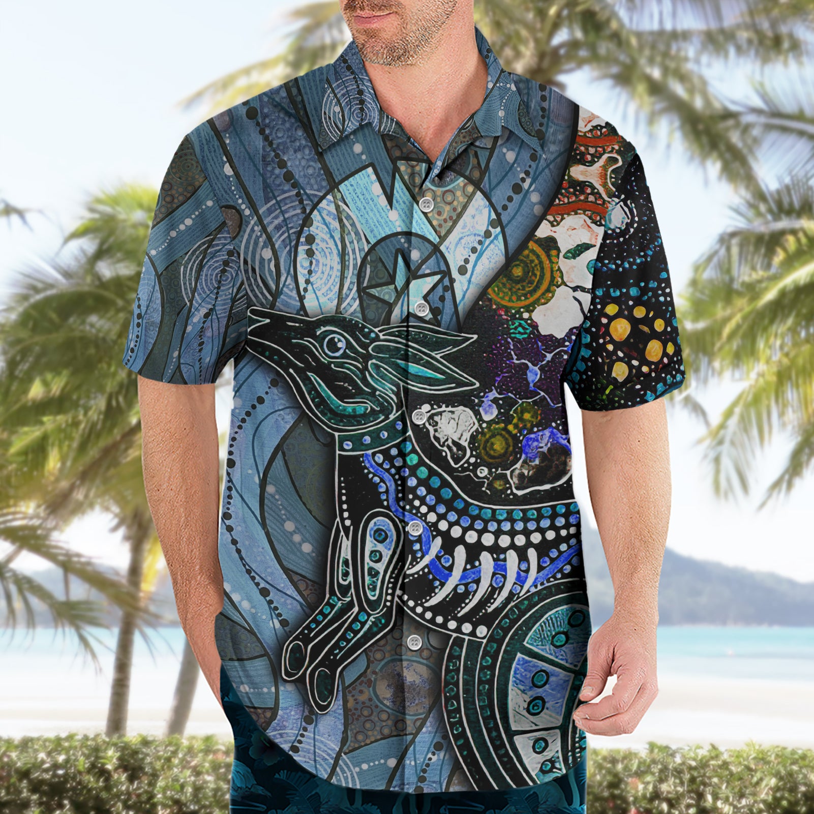 Kangaroo Aboriginal Pattern Dot Art Hawaiian Shirt - Vibe Hoodie Shop