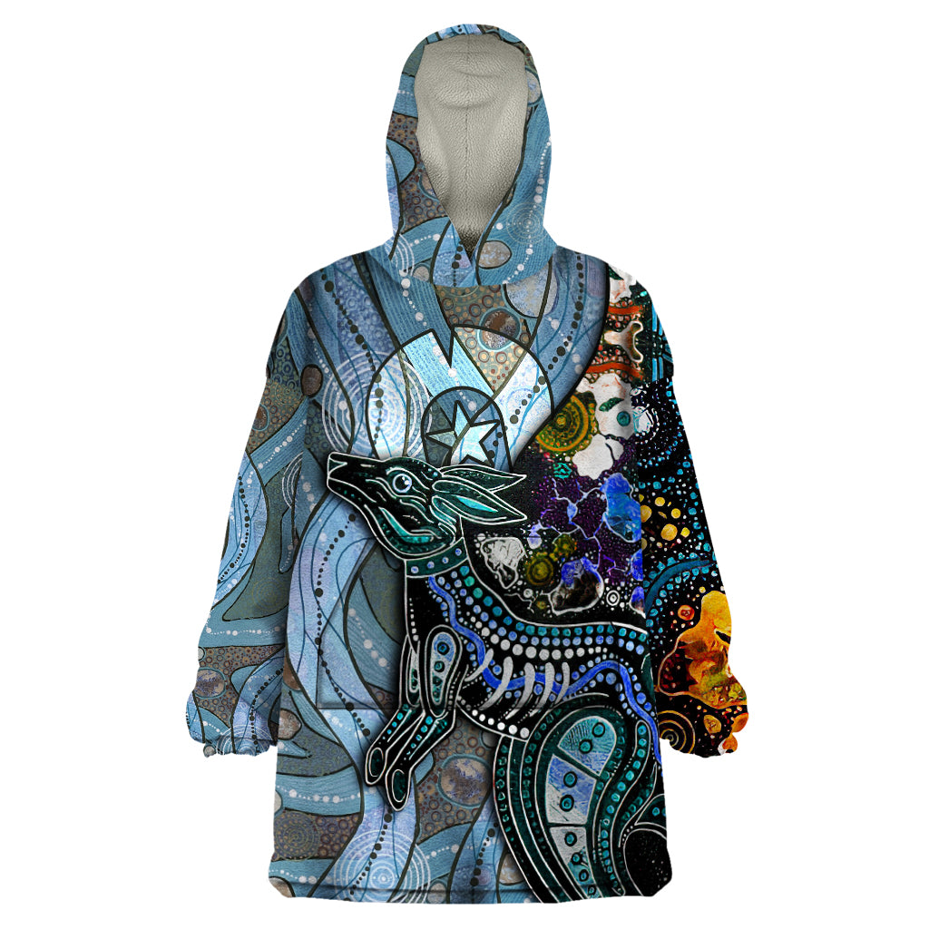 Kangaroo Aboriginal Pattern Dot Art Wearable Blanket Hoodie - Vibe Hoodie Shop