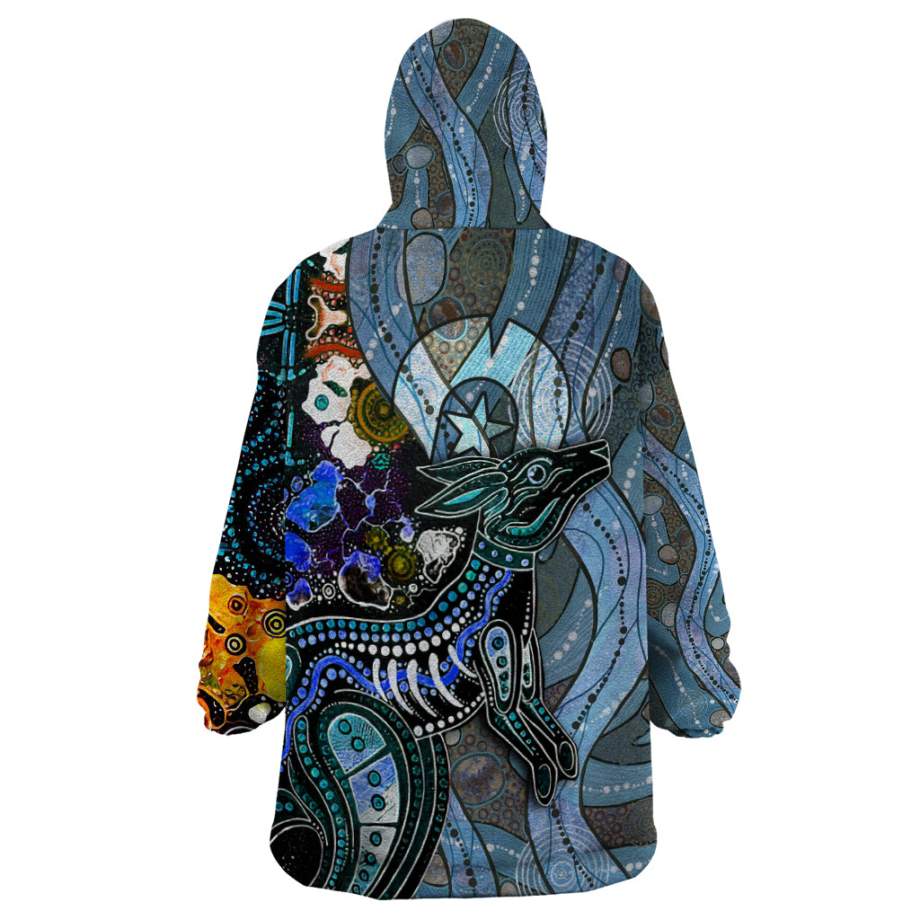 Kangaroo Aboriginal Pattern Dot Art Wearable Blanket Hoodie - Vibe Hoodie Shop