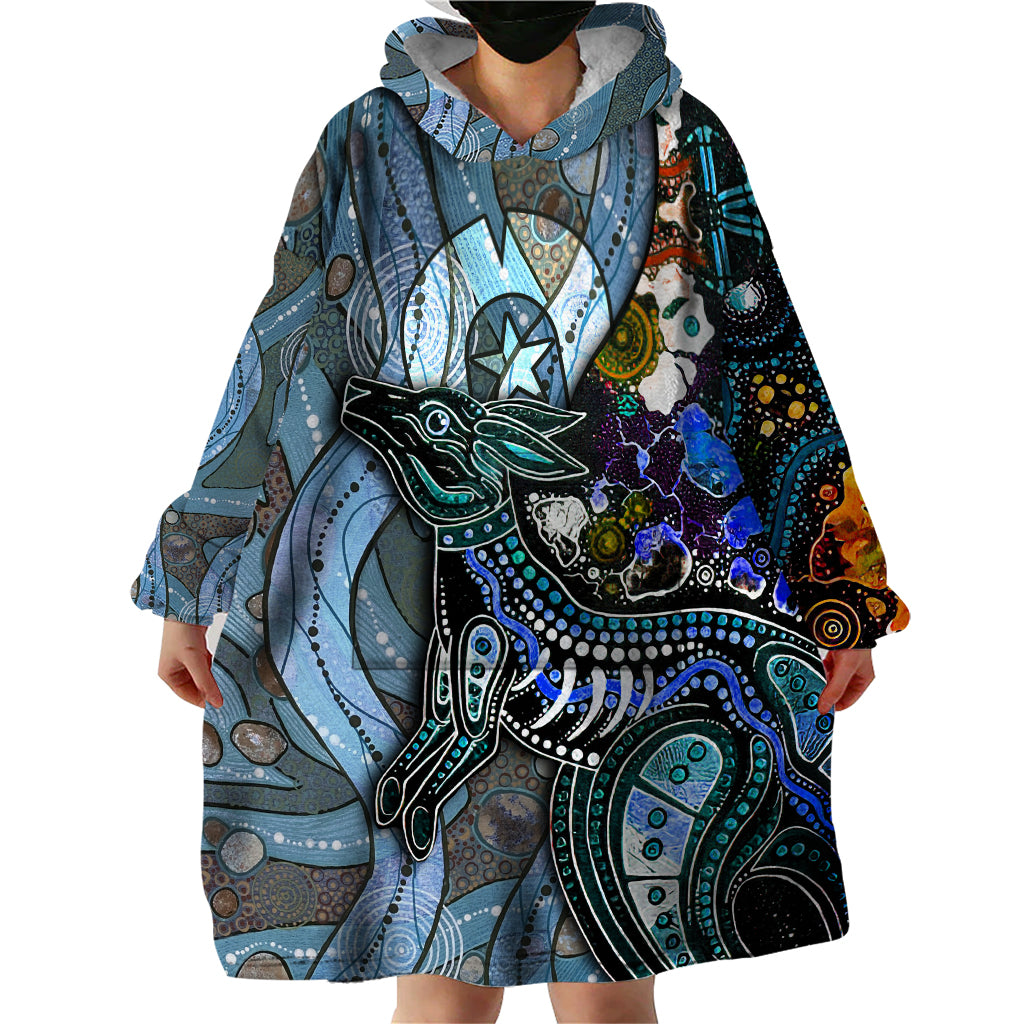 Kangaroo Aboriginal Pattern Dot Art Wearable Blanket Hoodie - Vibe Hoodie Shop