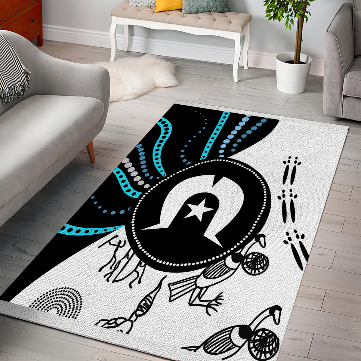 Aboriginal Pattern Torest  Strait Island Area Rug - Vibe Hoodie Shop