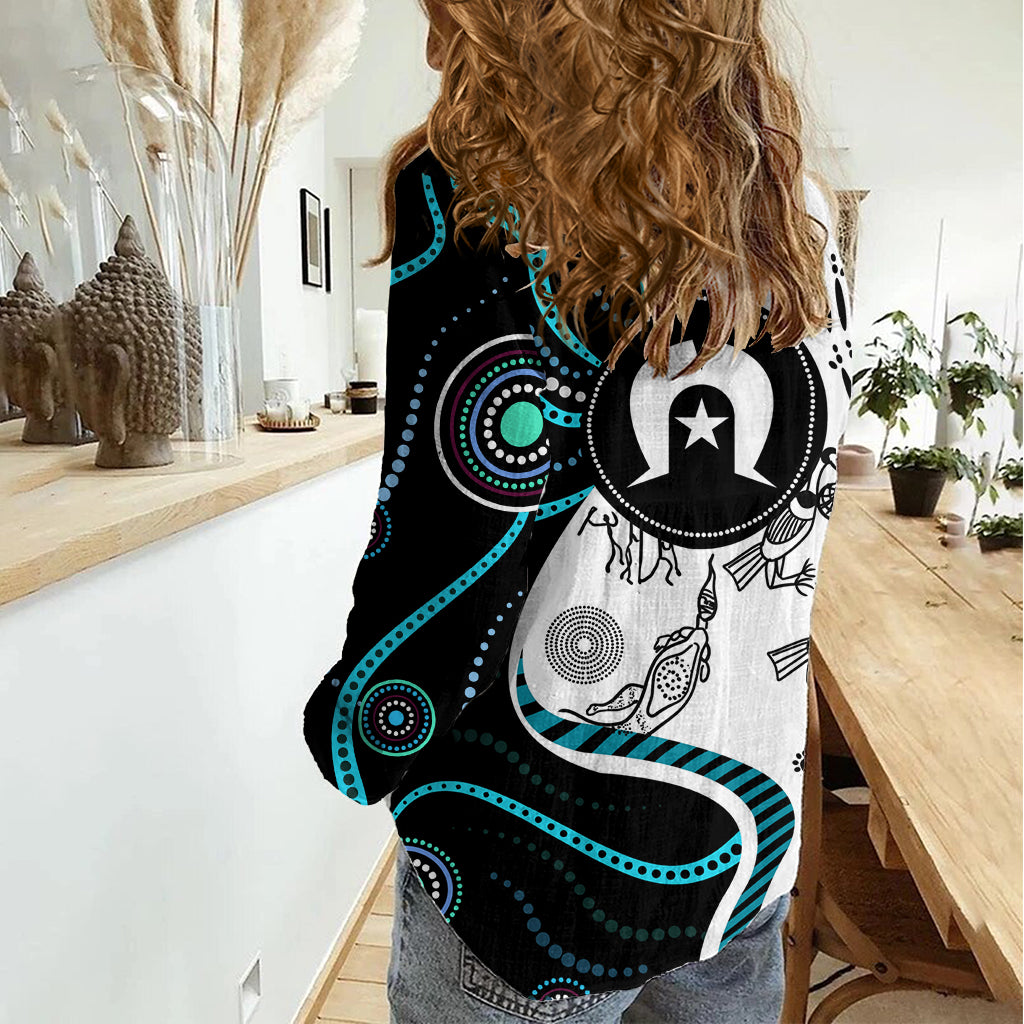 Aboriginal Pattern Torest  Strait Island Women Casual Shirt - Vibe Hoodie Shop