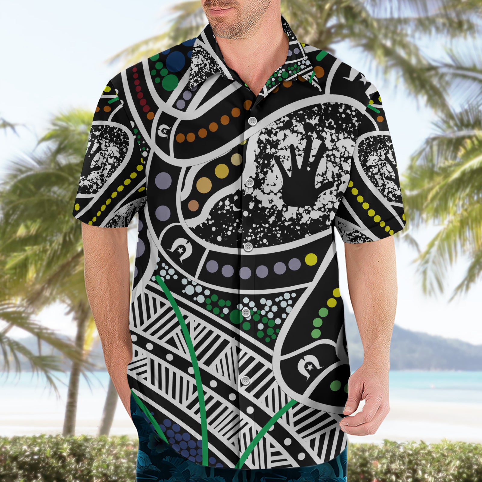 Aboriginal Lizzard Pattern Dot Art Hawaiian Shirt - Vibe Hoodie Shop