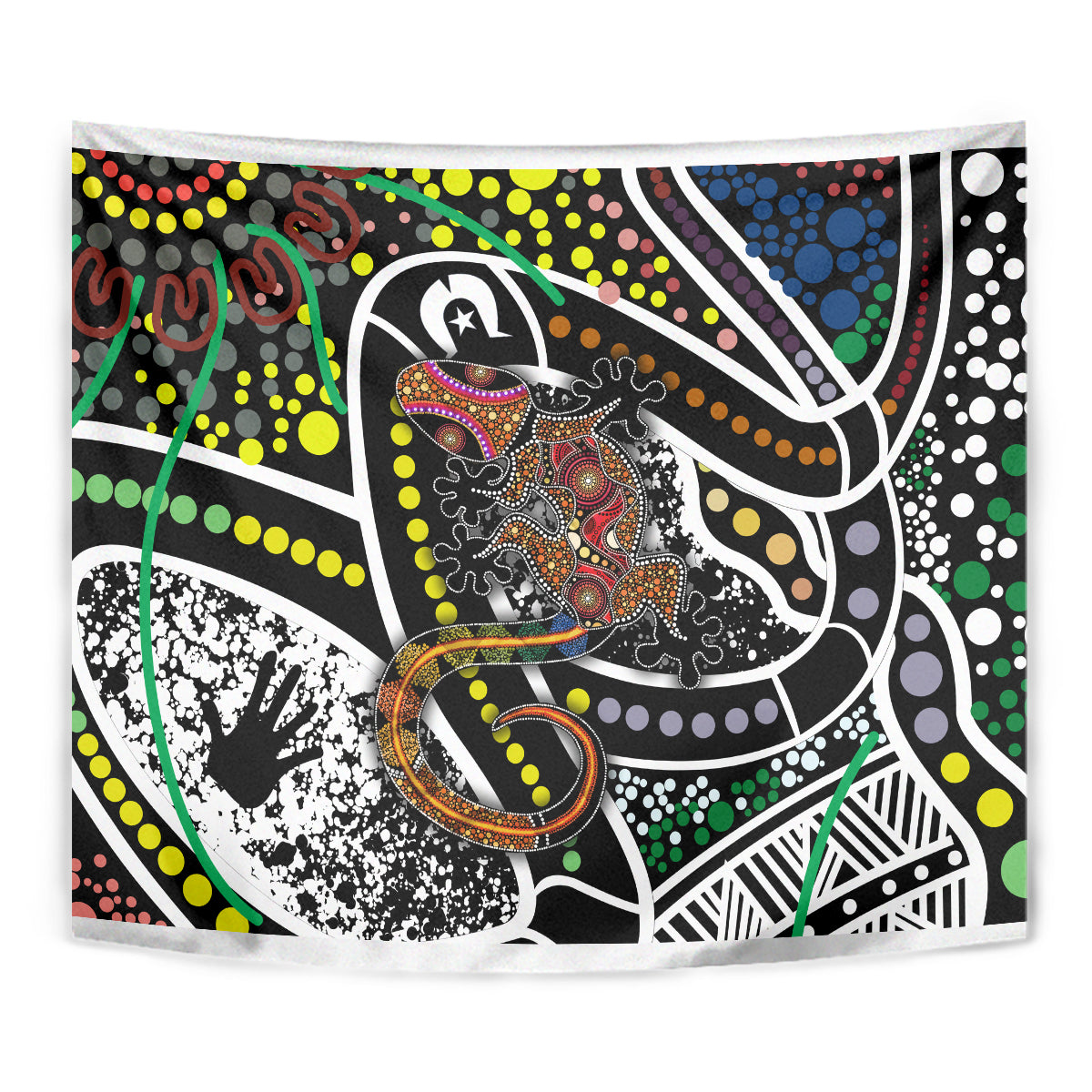 Aboriginal Lizzard Pattern Dot Art Tapestry - Vibe Hoodie Shop