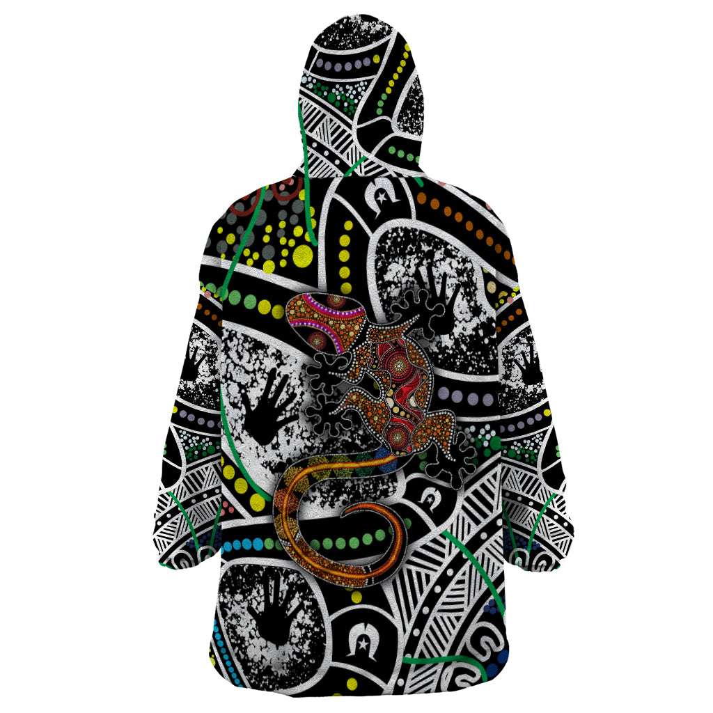 Aboriginal Lizzard Pattern Dot Art Wearable Blanket Hoodie - Vibe Hoodie Shop