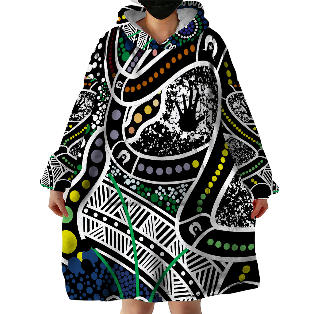 Aboriginal Lizzard Pattern Dot Art Wearable Blanket Hoodie - Vibe Hoodie Shop